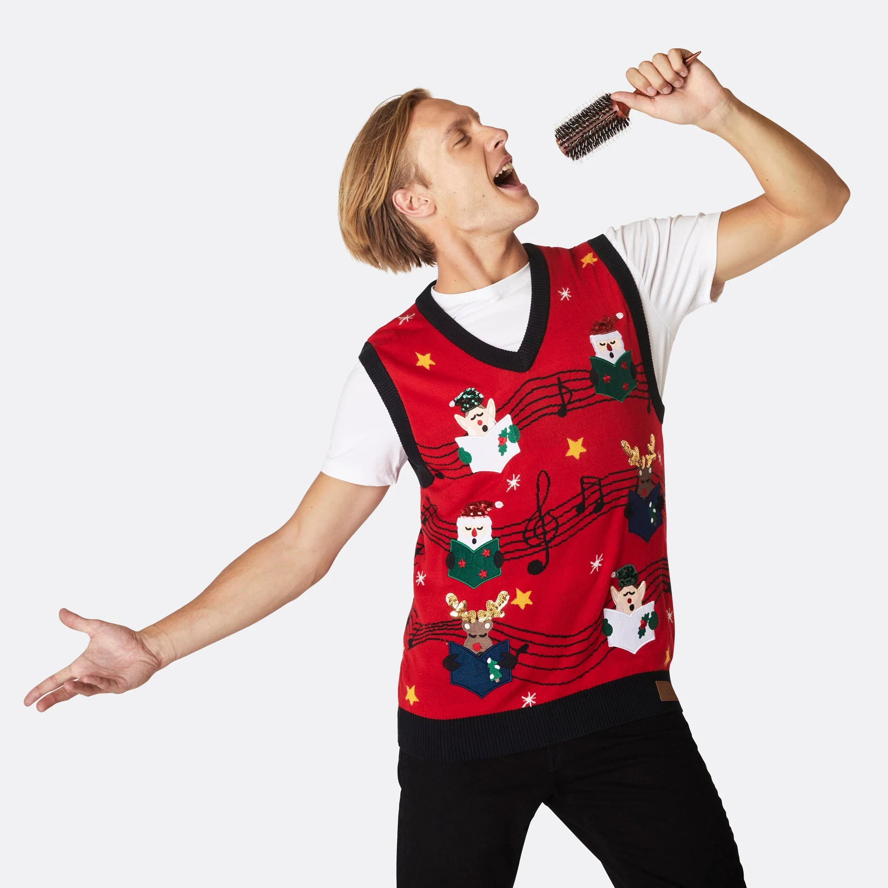Men's Fa-la-la Christmas Waistcoast - Image 2