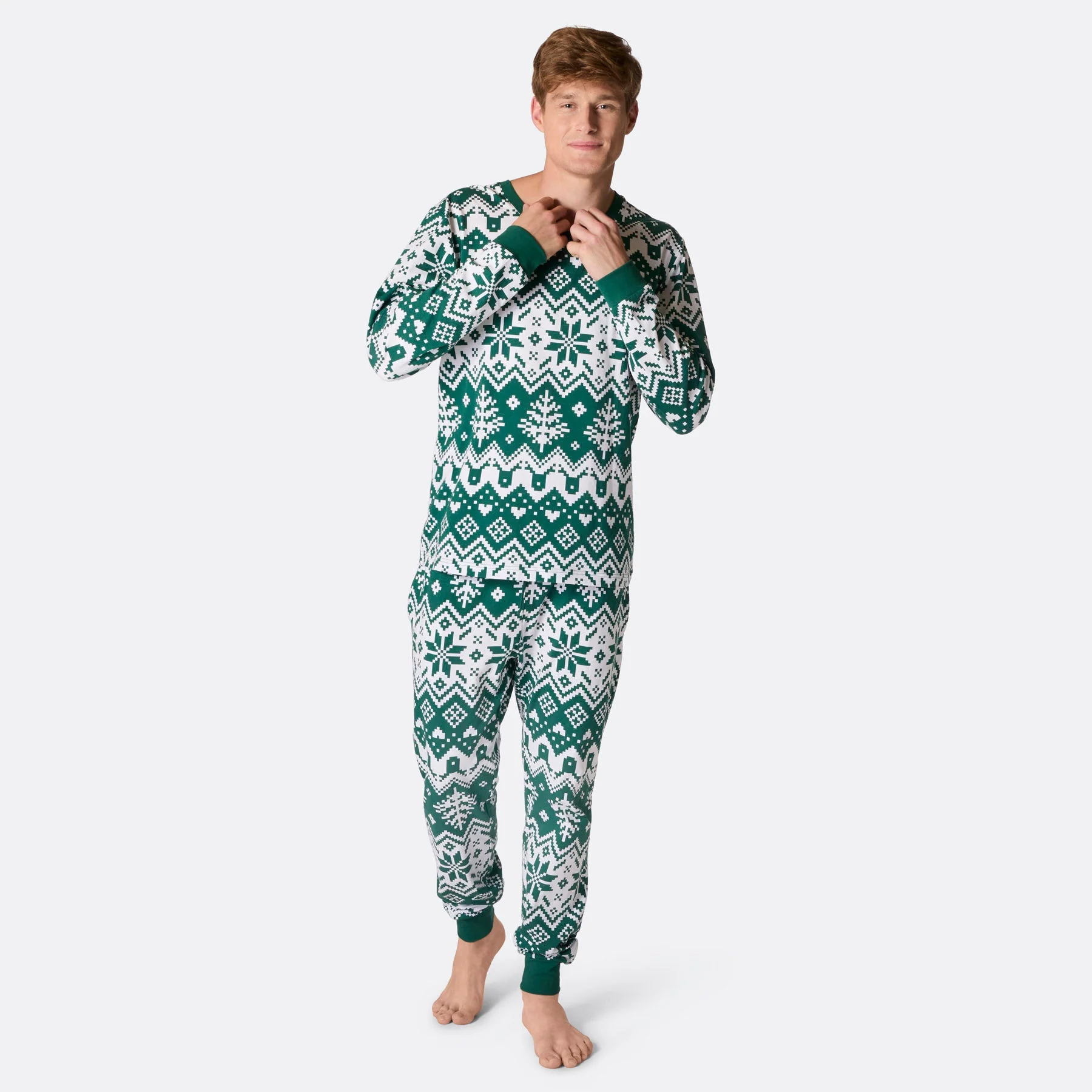 Men's Green Christmas Knit Christmas Pyjamas - Image 3