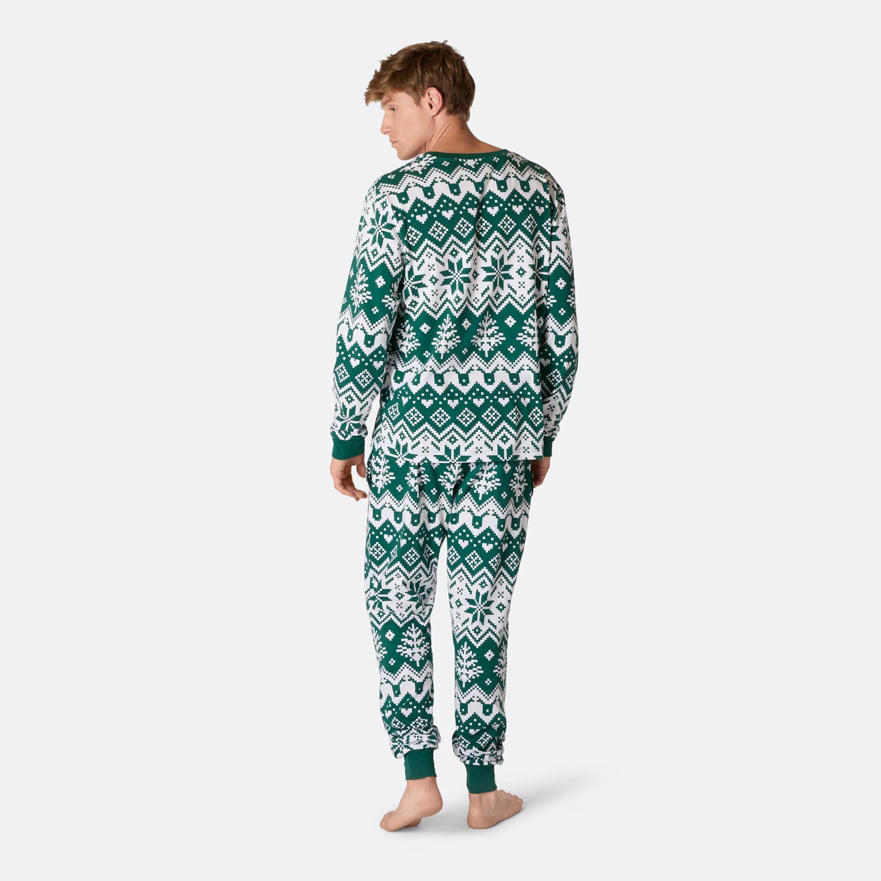 Men's Green Christmas Knit Christmas Pyjamas - Image 4
