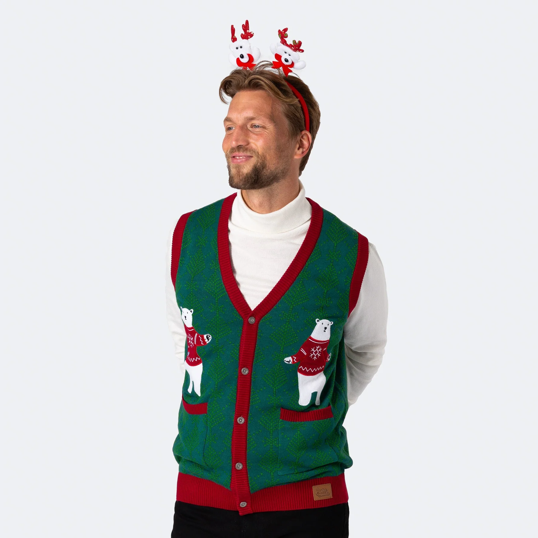 Men's Polar Bear Christmas Waistcoat - Image 2