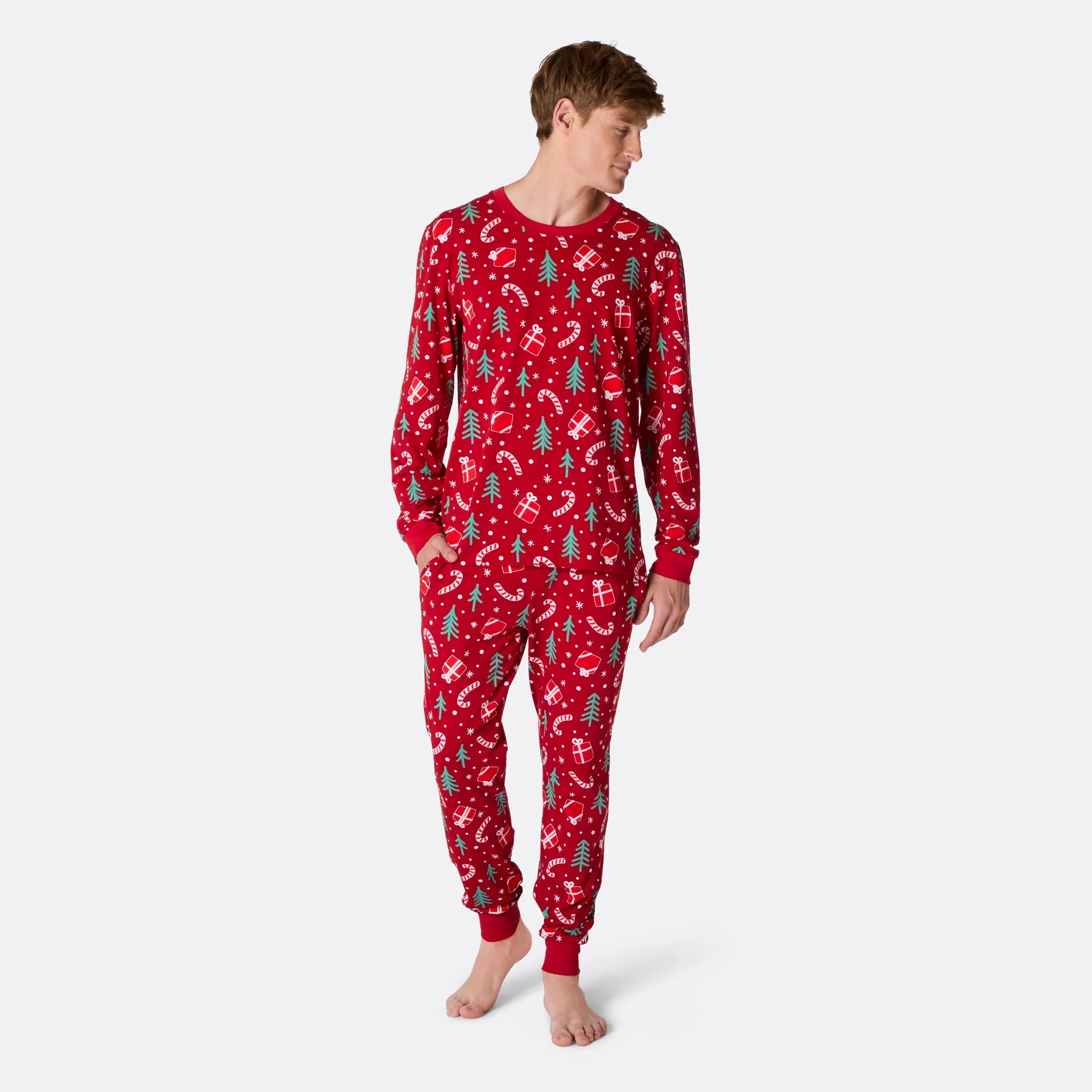 Men's Red Christmas Pattern Christmas Pyjamas - Image 3
