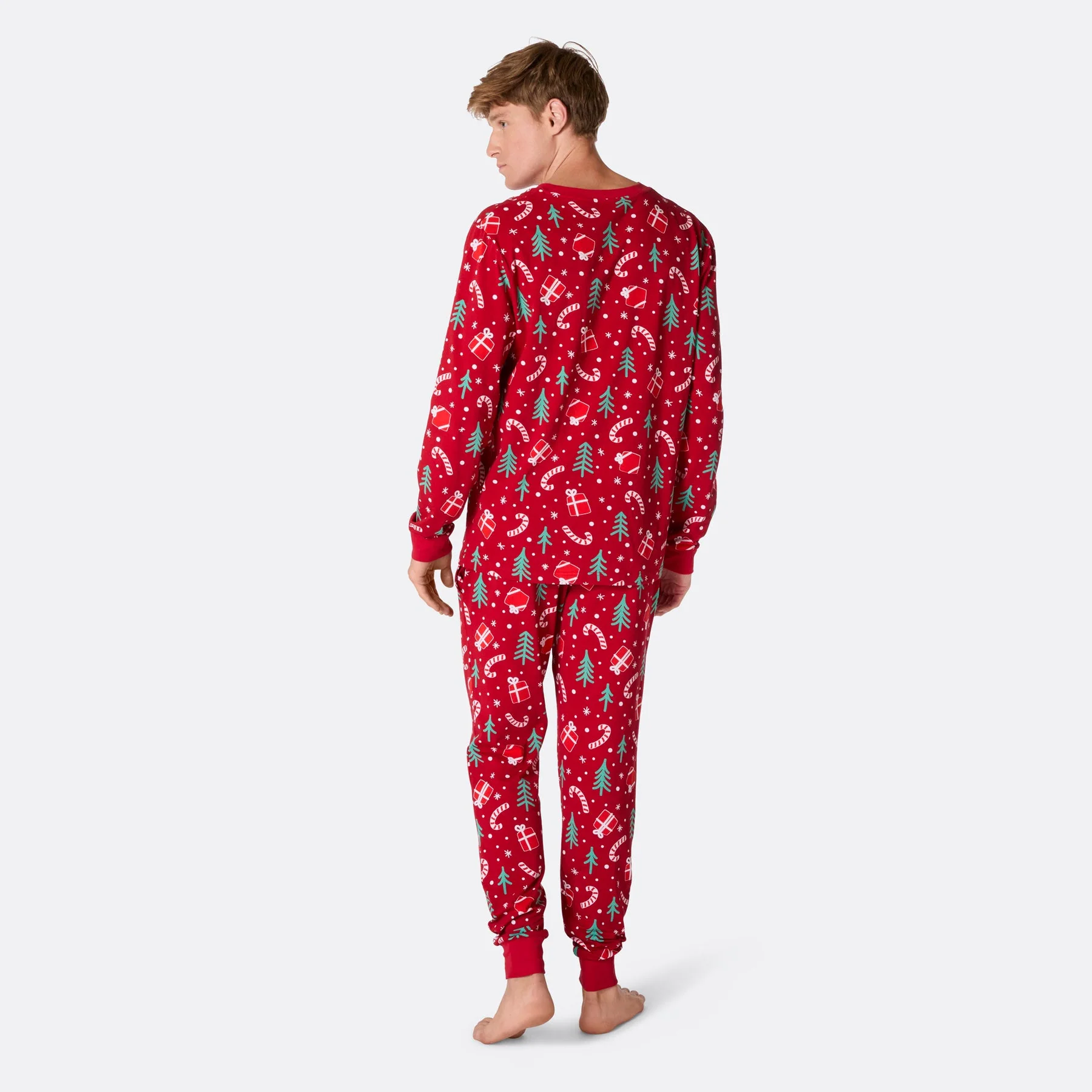 Men's Red Christmas Pattern Christmas Pyjamas - Image 4