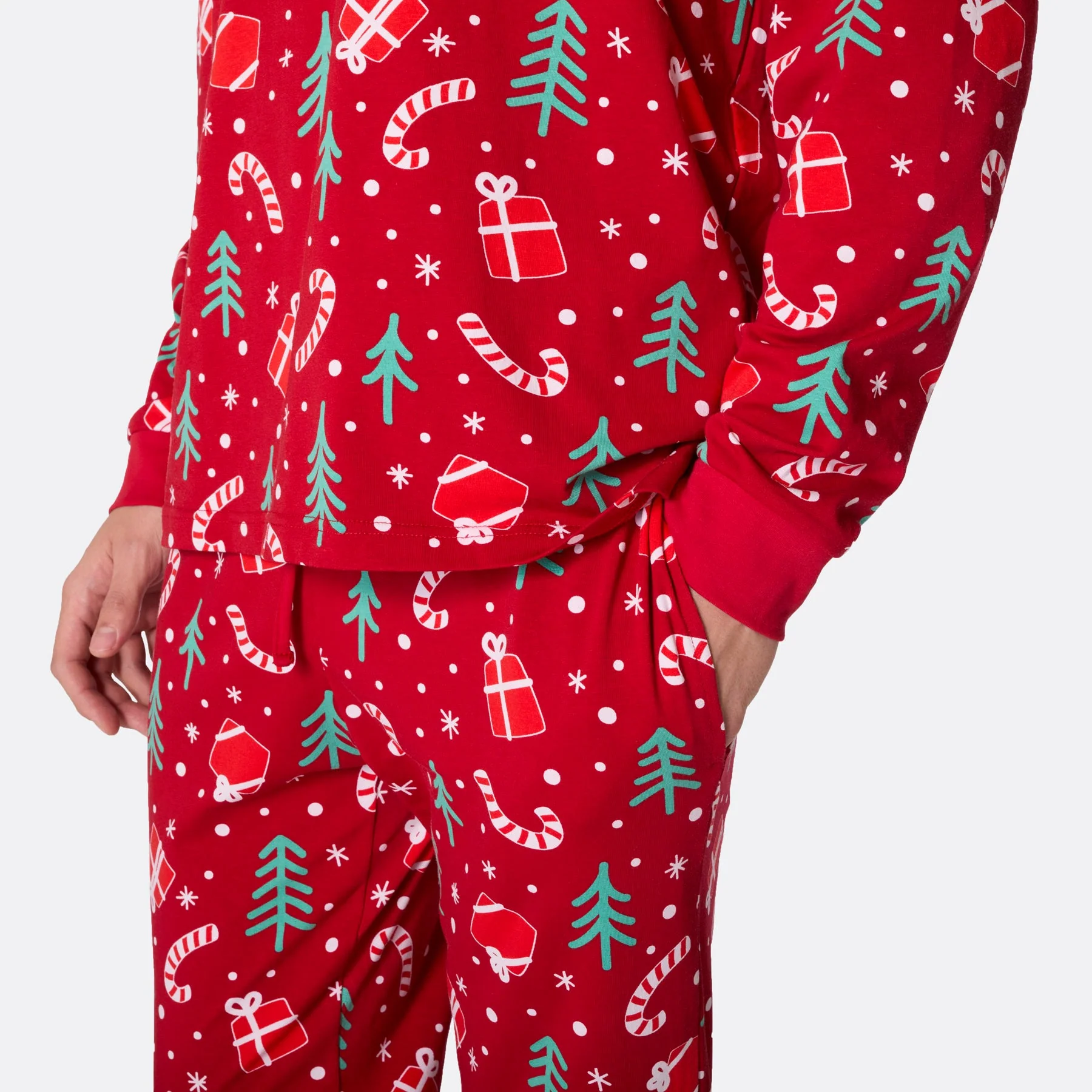 Men's Red Christmas Pattern Christmas Pyjamas - Image 5