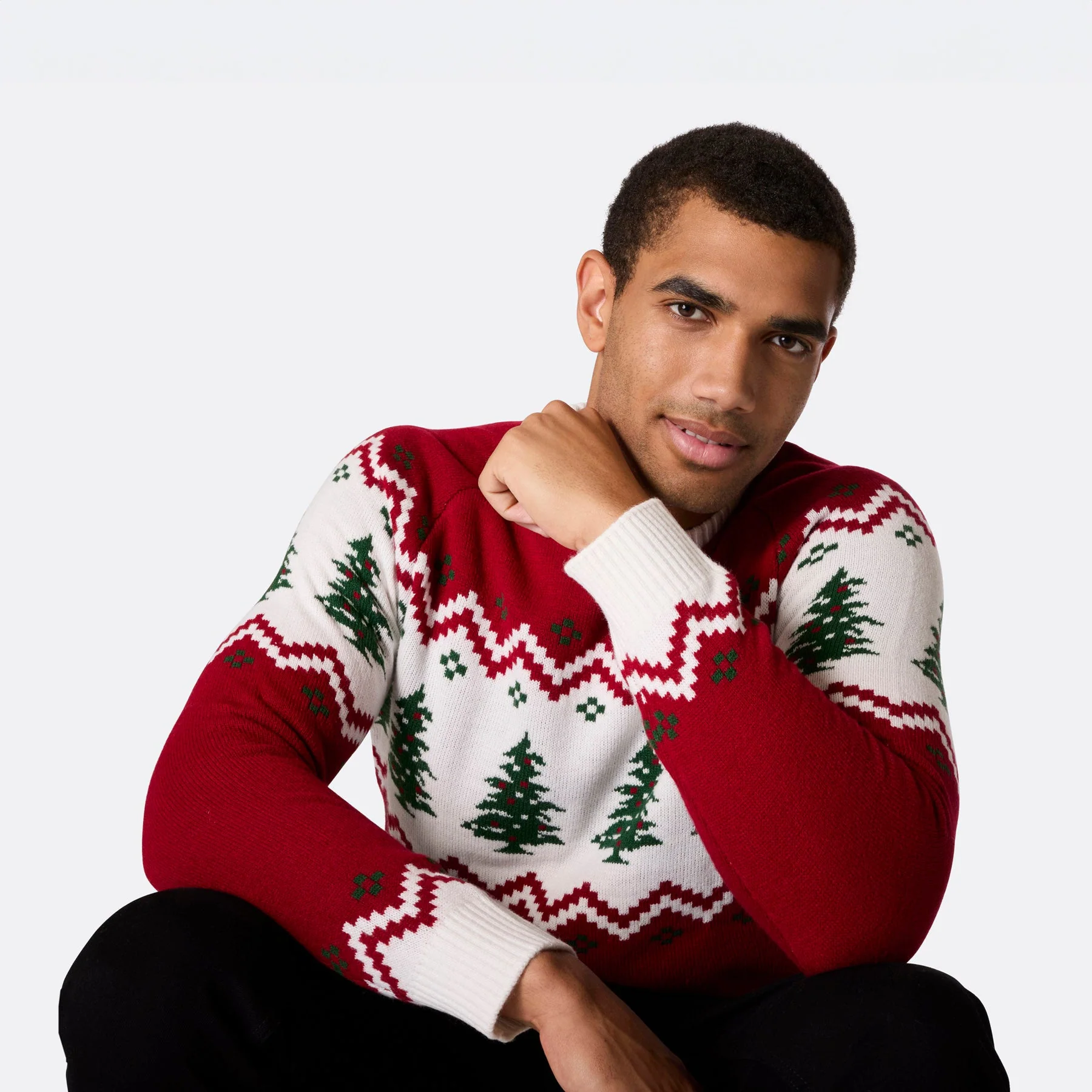 Men's Retro Christmas Tree Christmas Sweater - Image 4