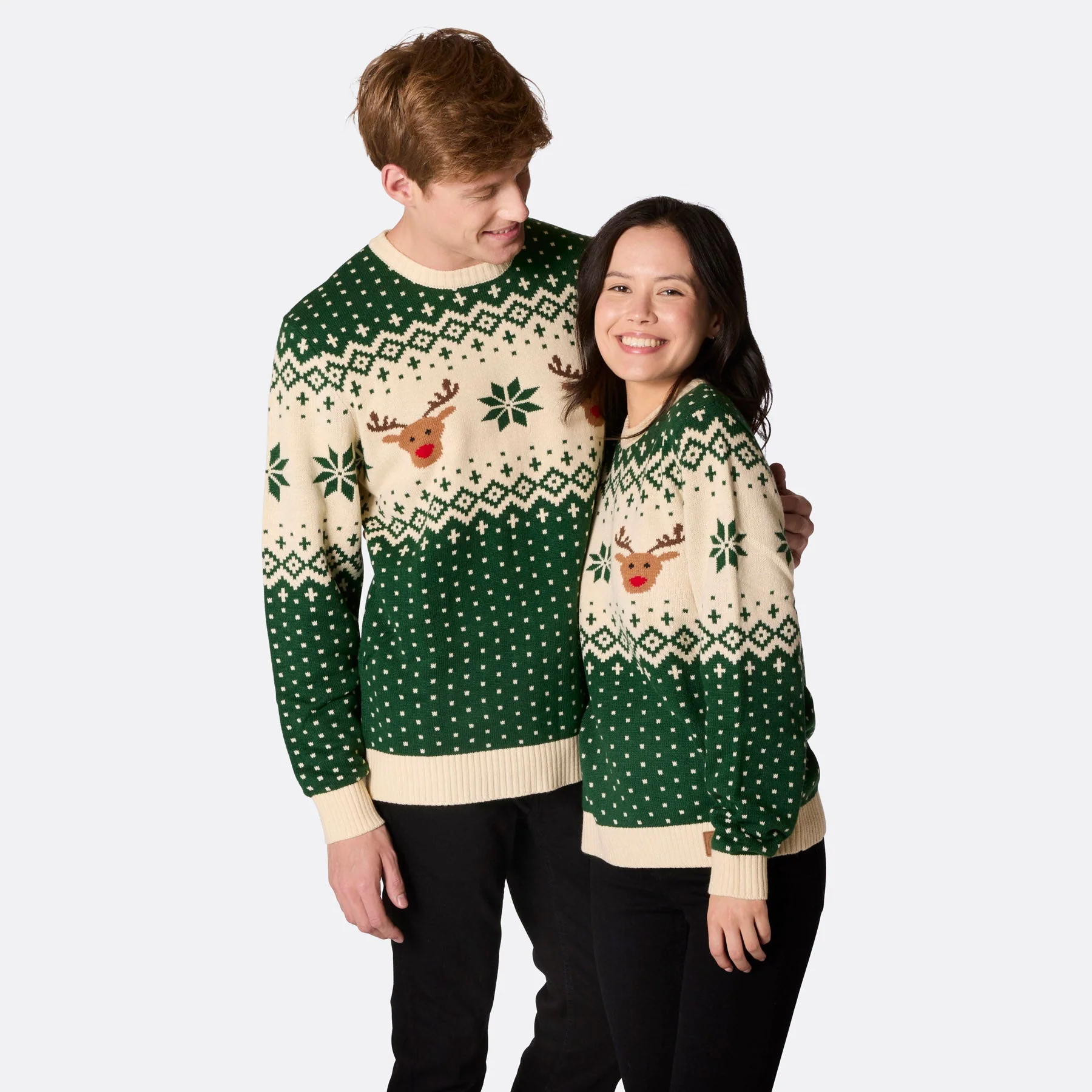 Men's Retro Reindeer Green Christmas Sweater - Image 6