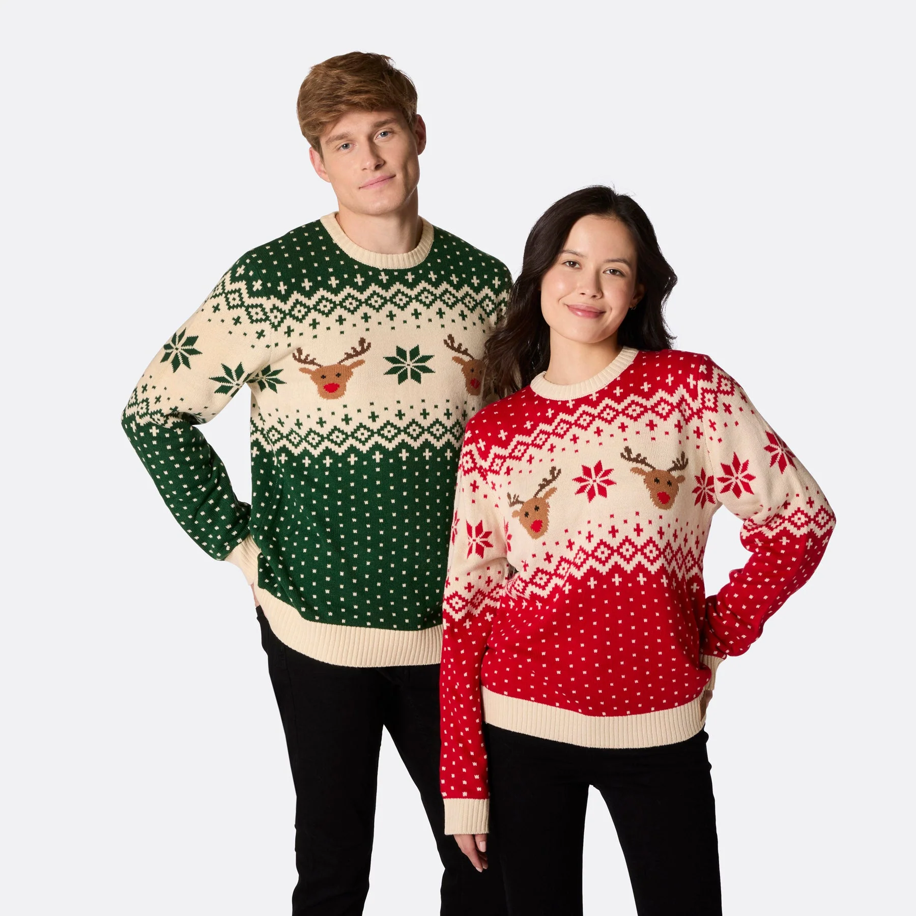 Men's Retro Reindeer Green Christmas Sweater - Image 7