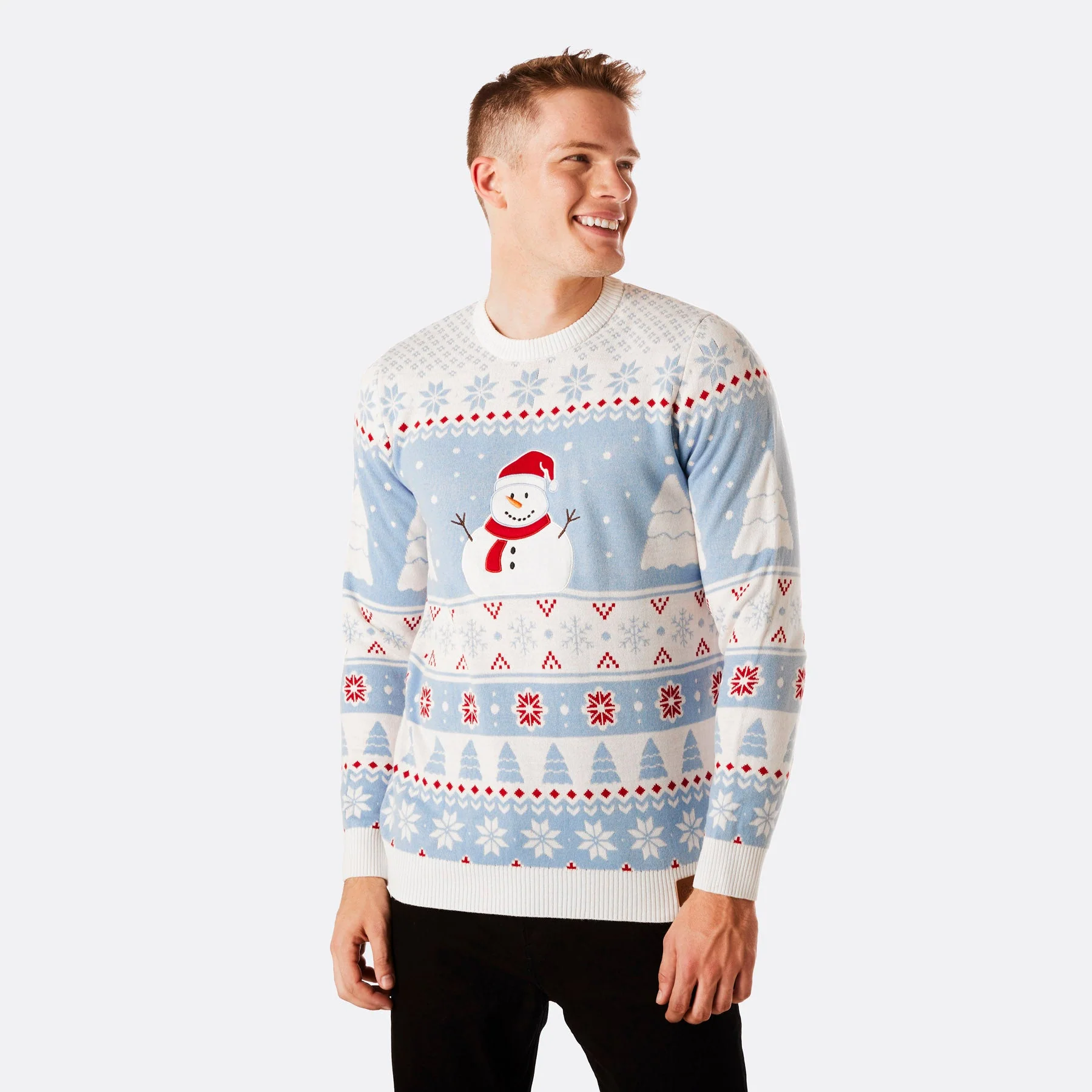 Men's Striped Snowman Christmas Sweater - Image 2