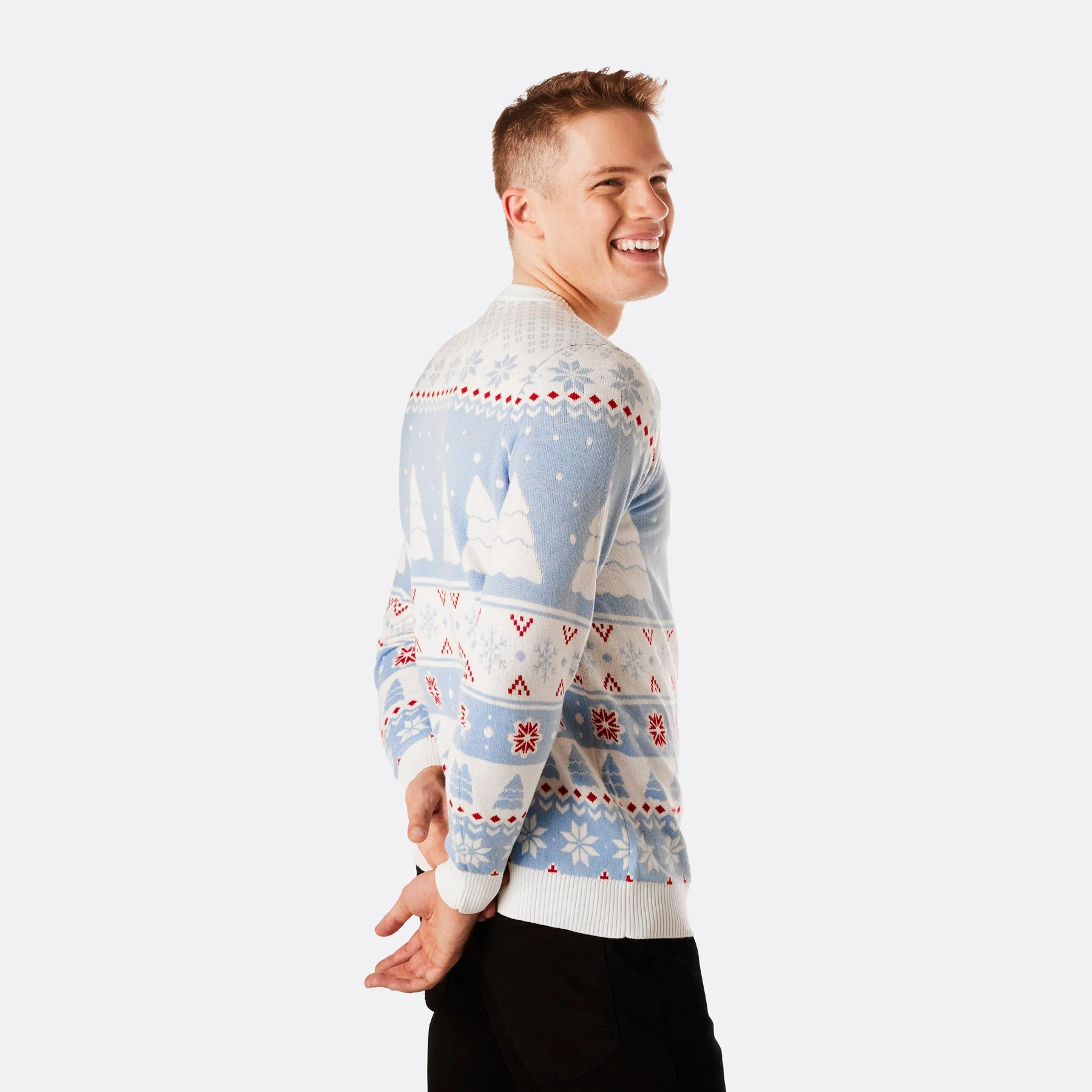 Men's Striped Snowman Christmas Sweater - Image 3