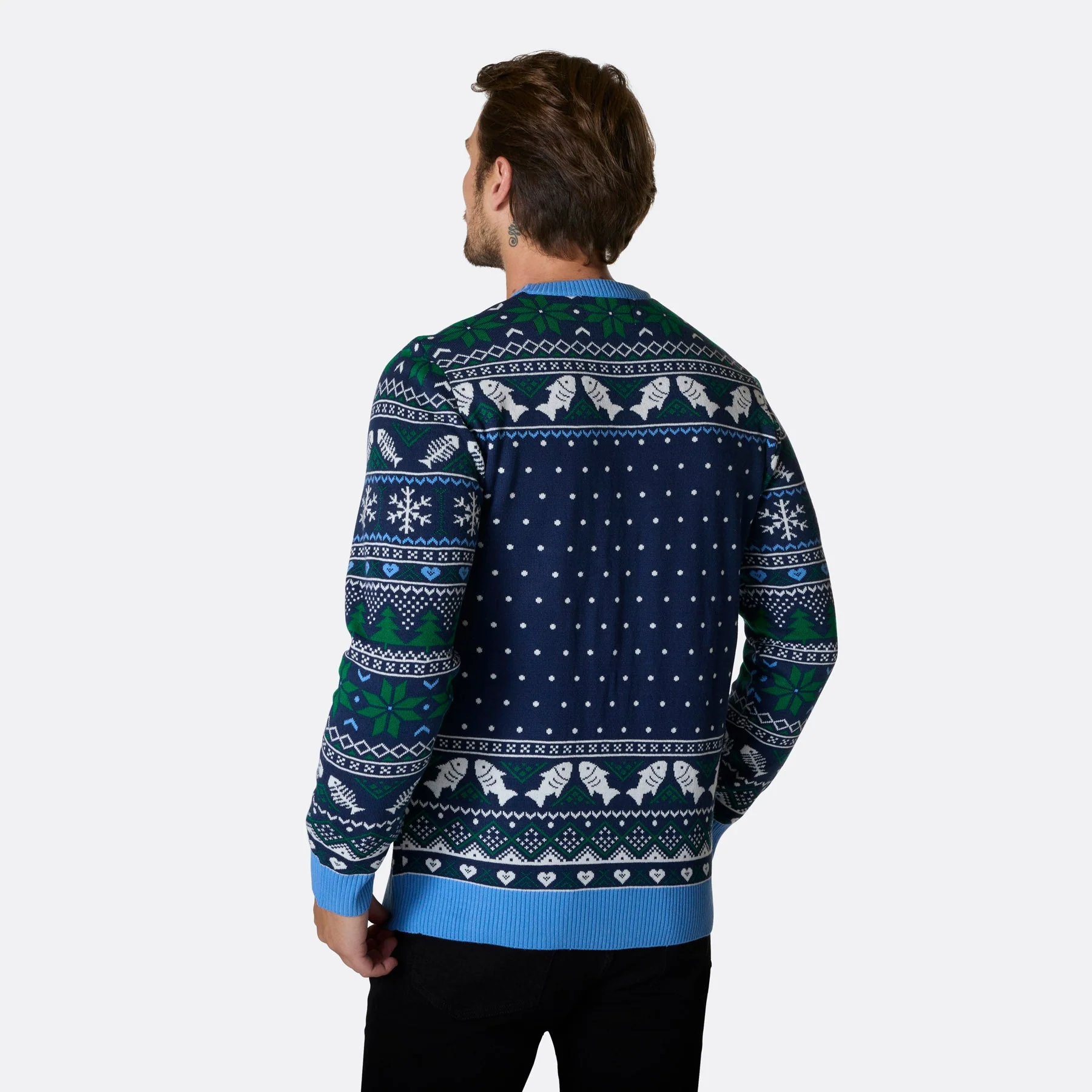 Men's Three Wise Fish Christmas Sweater - Image 3