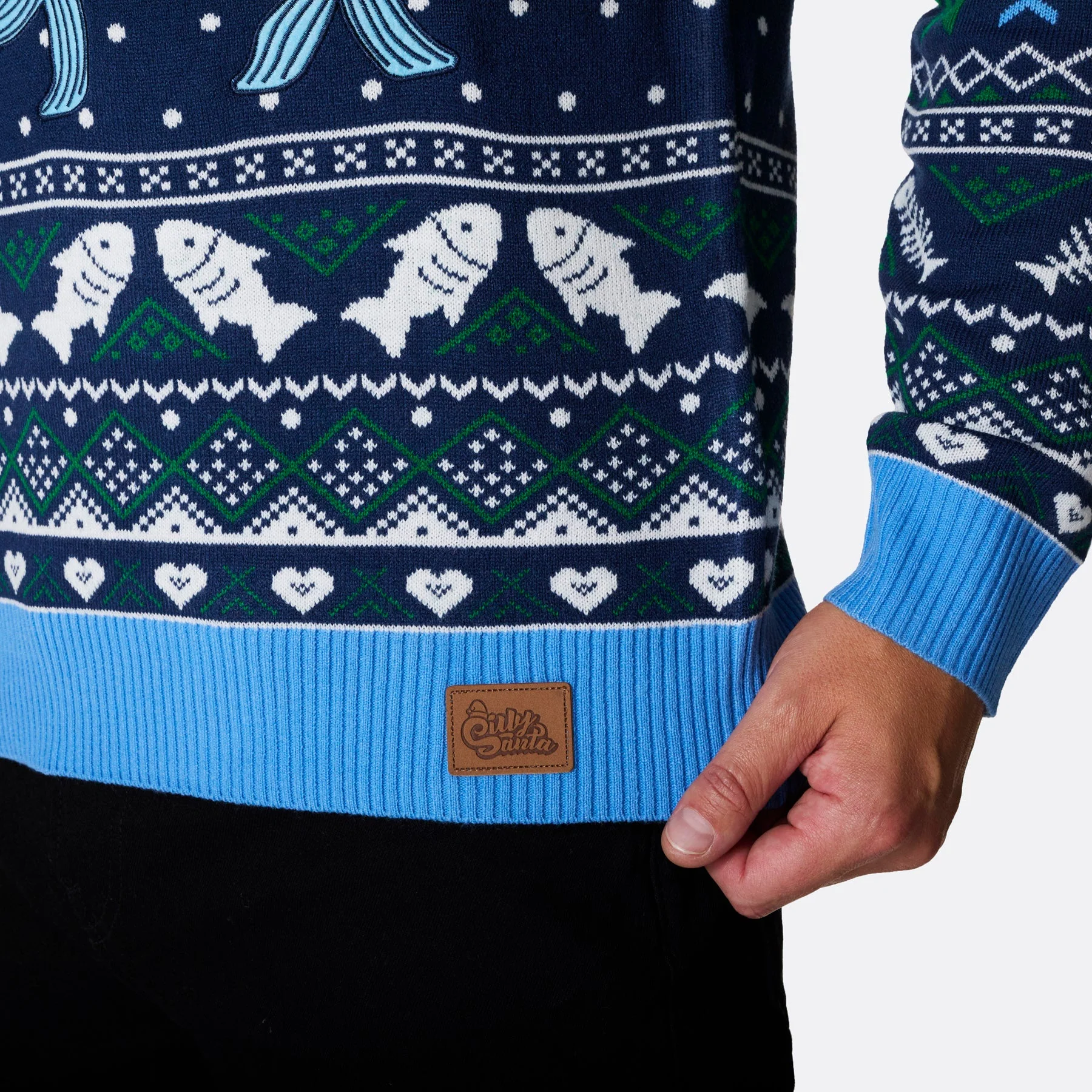 Men's Three Wise Fish Christmas Sweater - Image 4