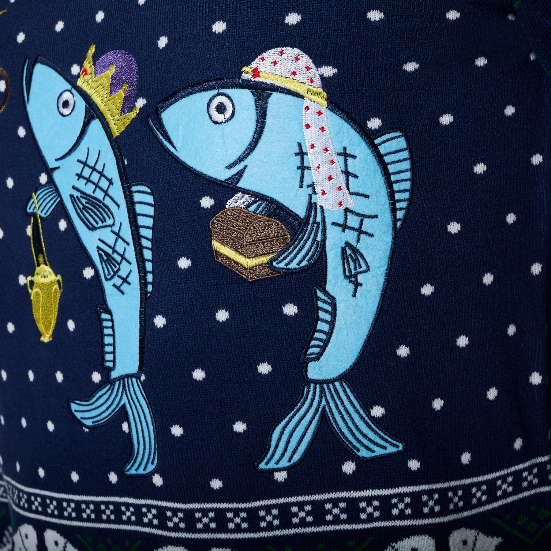 Men's Three Wise Fish Christmas Sweater - Image 5