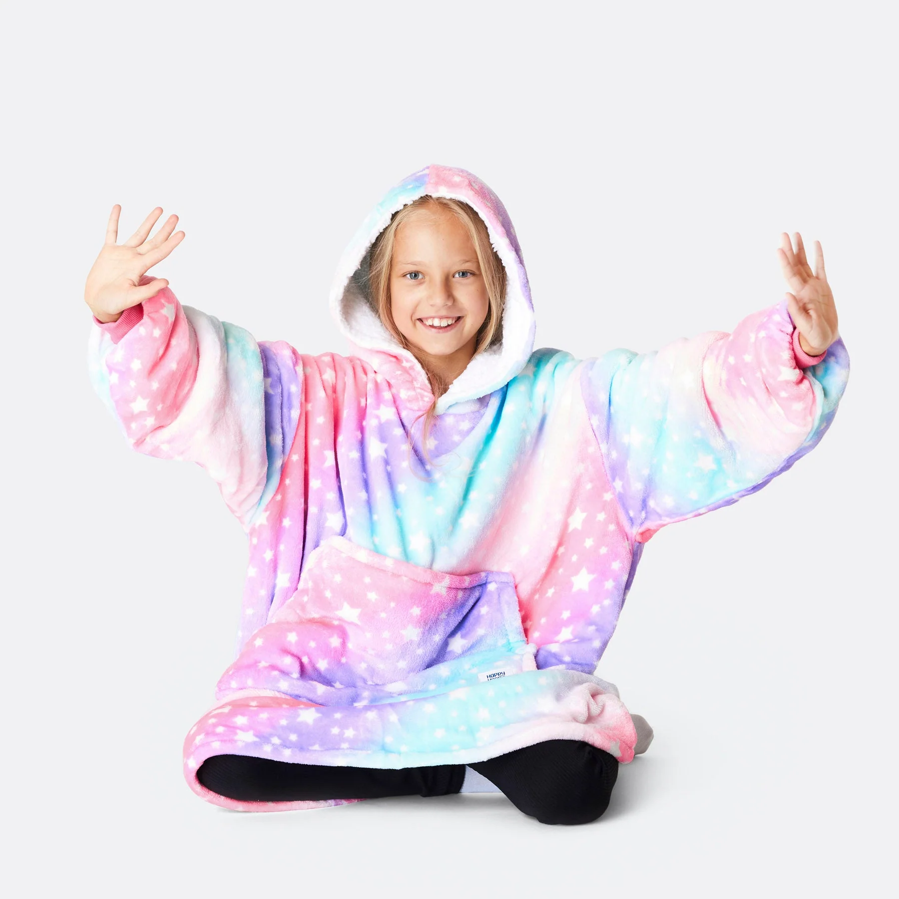 Kids' Pink Rainbow HappyHoodie - Image 3