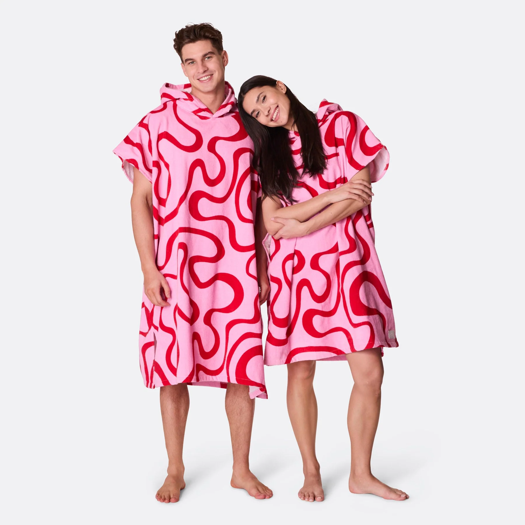 Pink Wavy Towel Poncho - Image 3