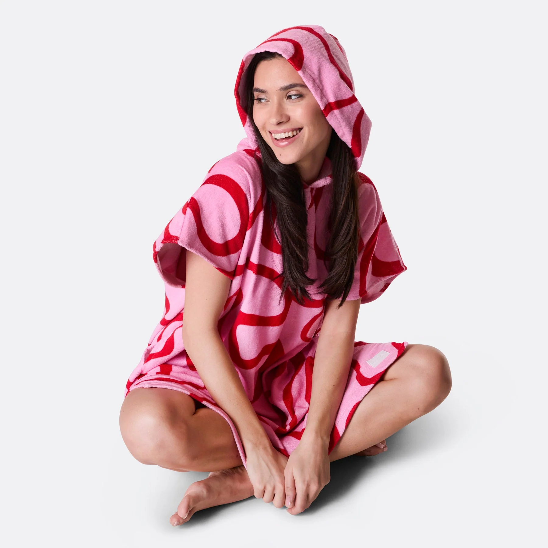 Pink Wavy Towel Poncho - Image 4