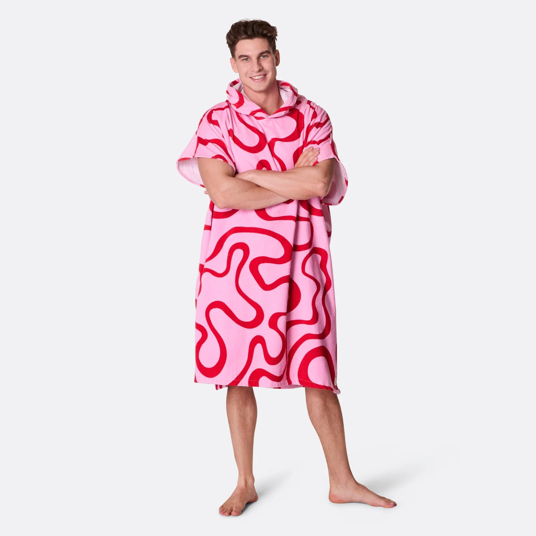 Pink Wavy Towel Poncho - Image 5