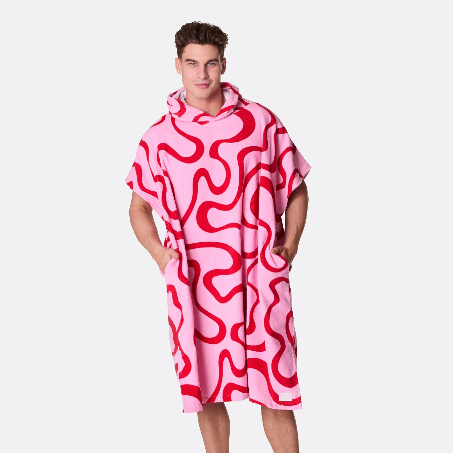 Pink Wavy Towel Poncho - Image 6