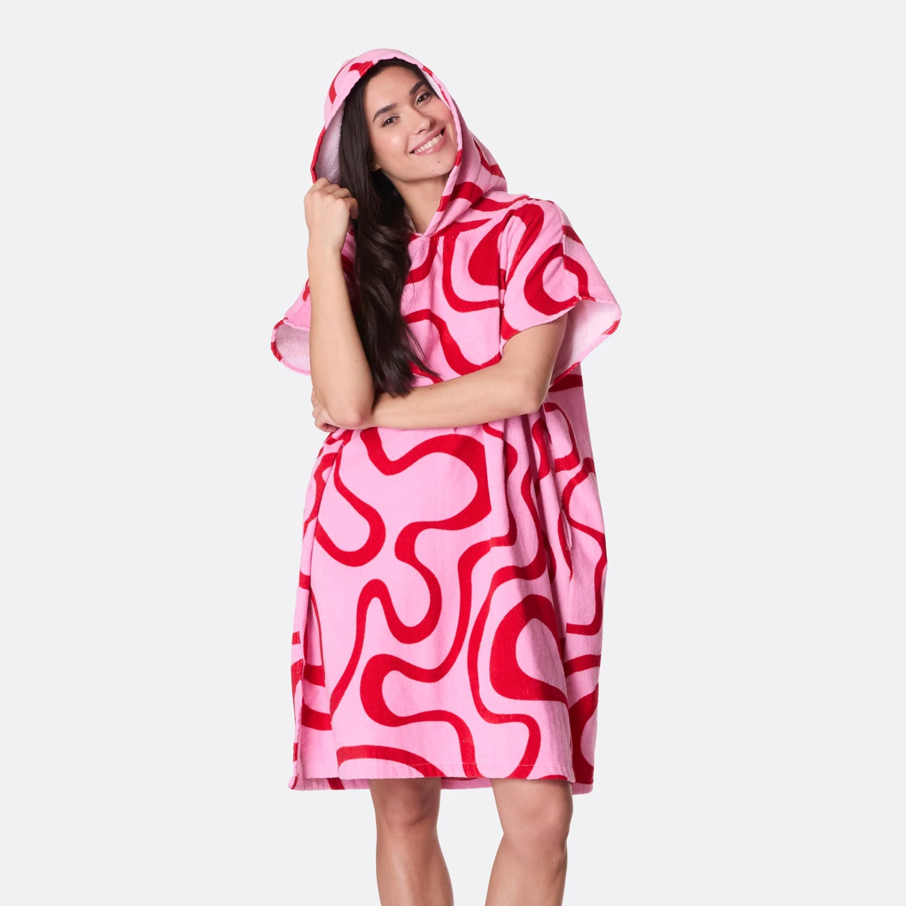 Pink Wavy Towel Poncho - Image 7