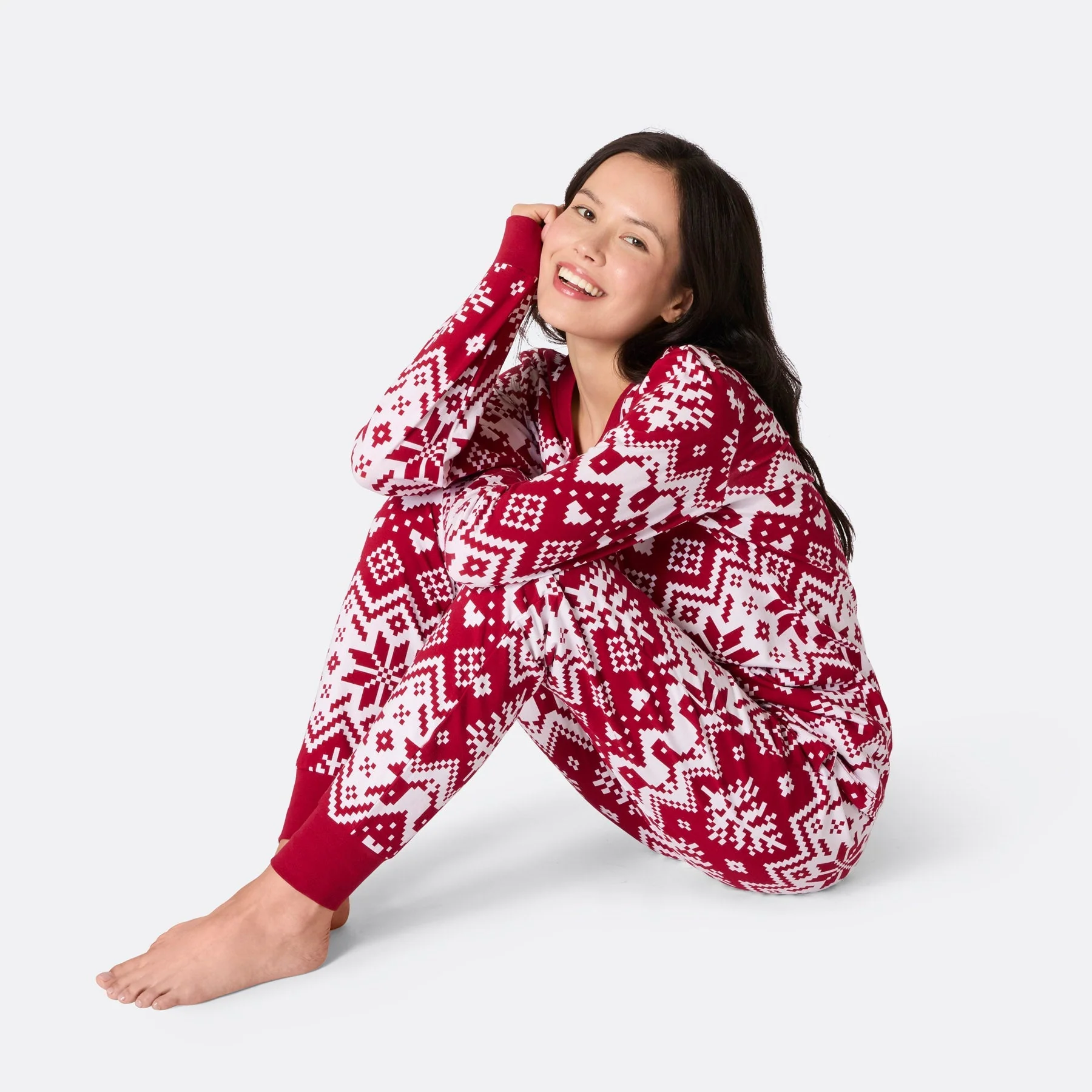 Red Christmas Knit Christmas Pyjamas Family - Image 3