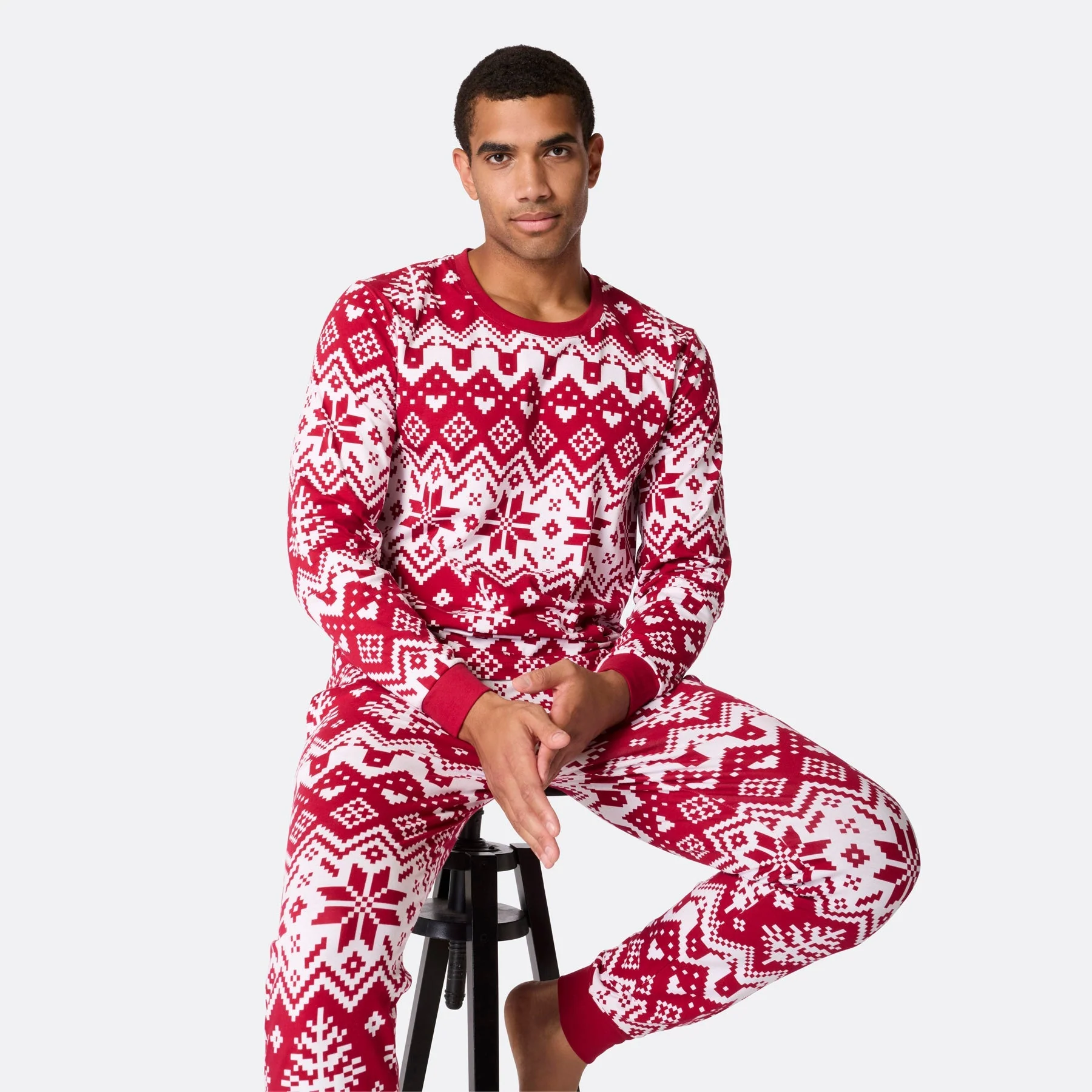 Red Christmas Knit Christmas Pyjamas Family - Image 4