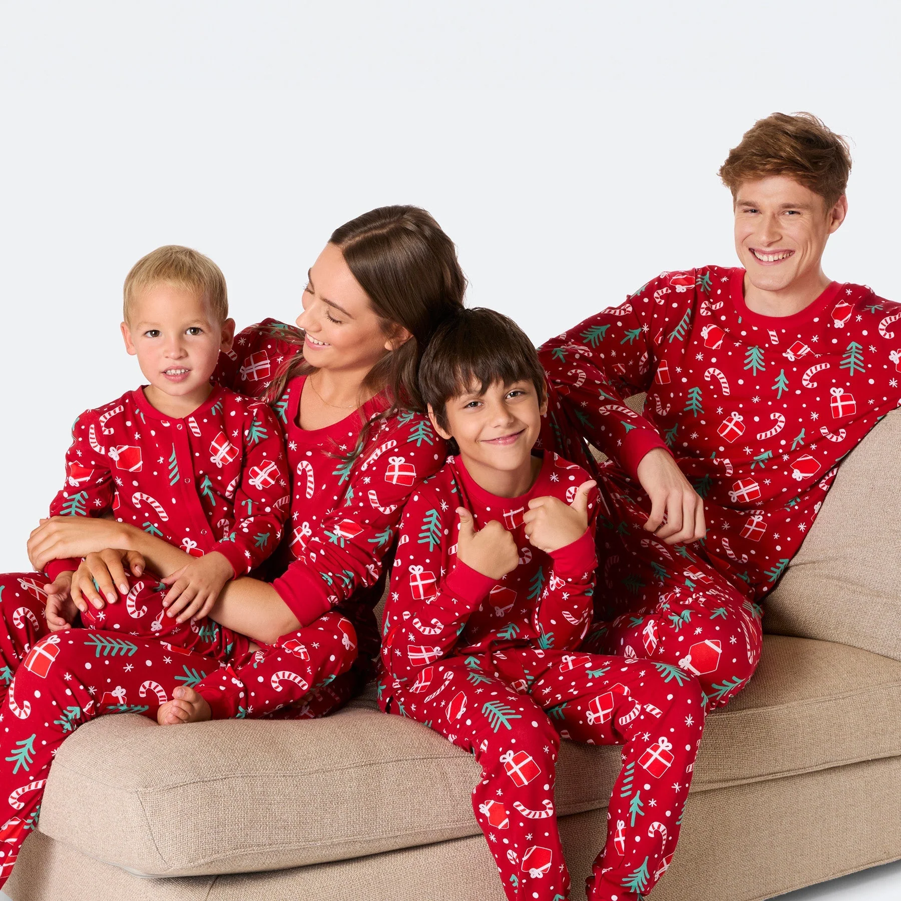 Red Christmas Pattern Christmas Pyjamas Family - Image 2