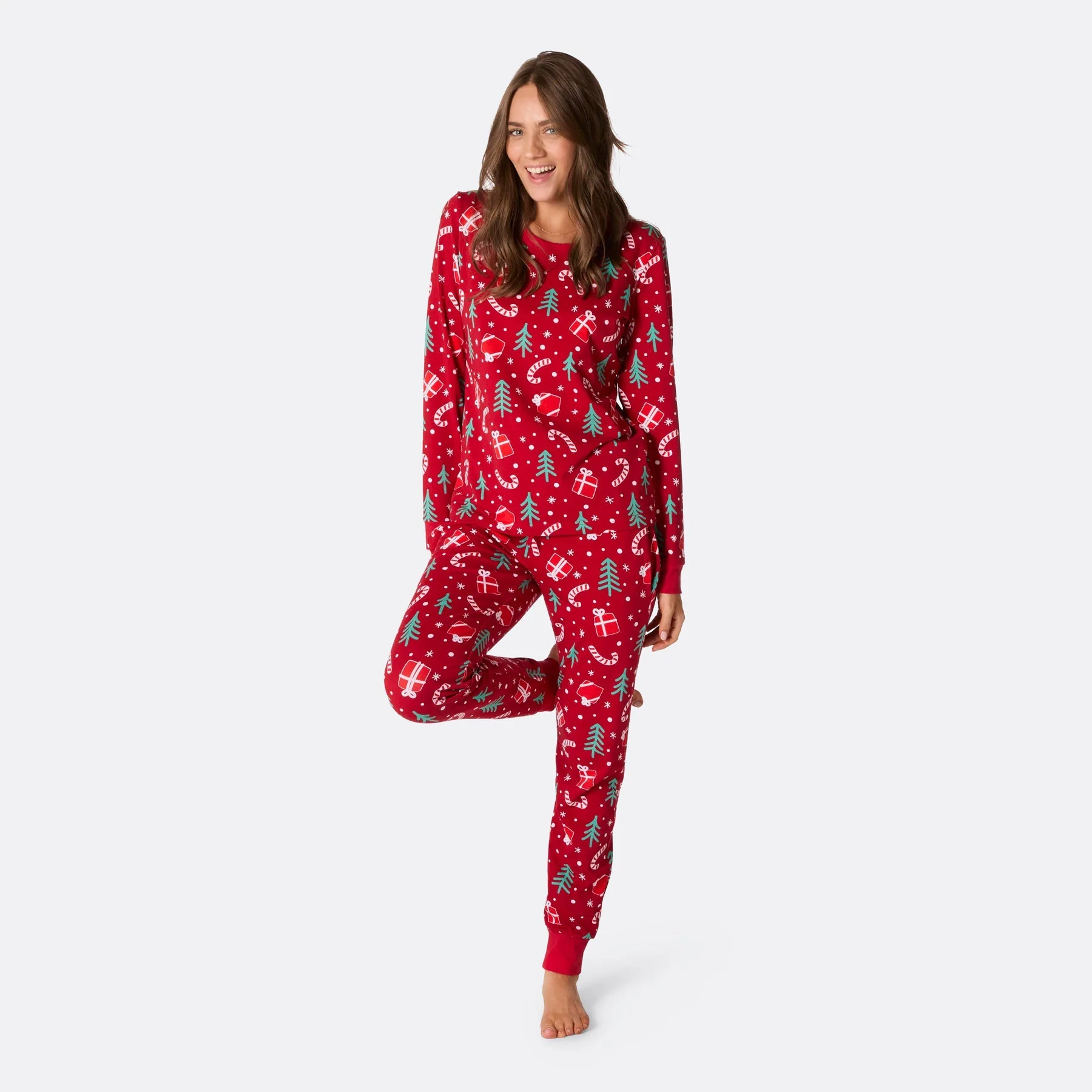 Red Christmas Pattern Christmas Pyjamas Family - Image 3