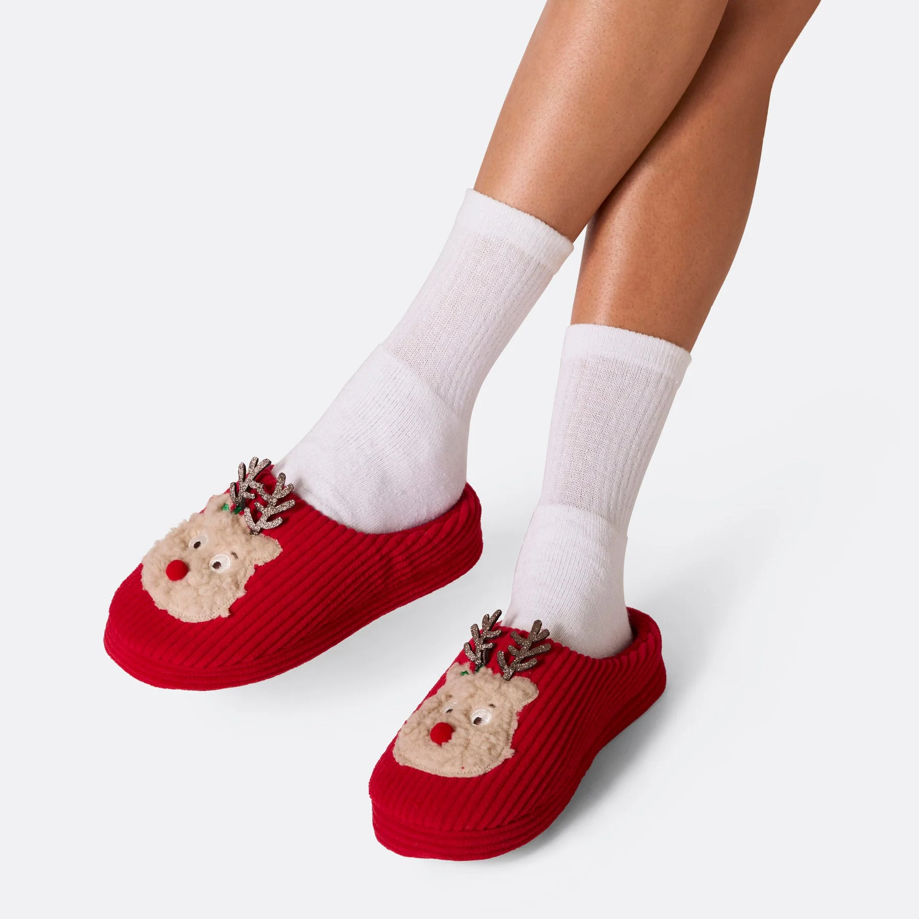 Reindeer Christmas Slippers - Image 2