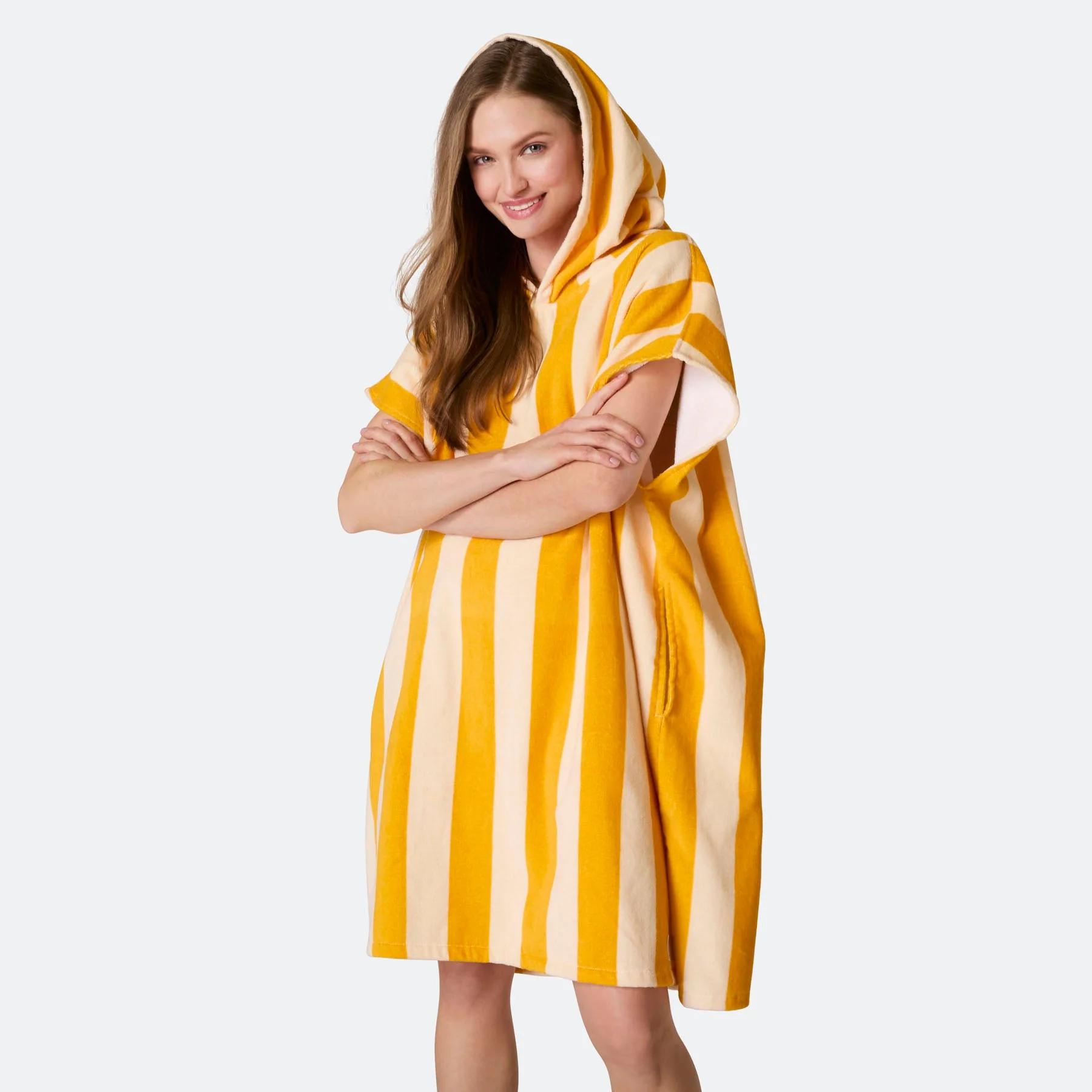 Striped Yellow Towel Poncho - Image 11