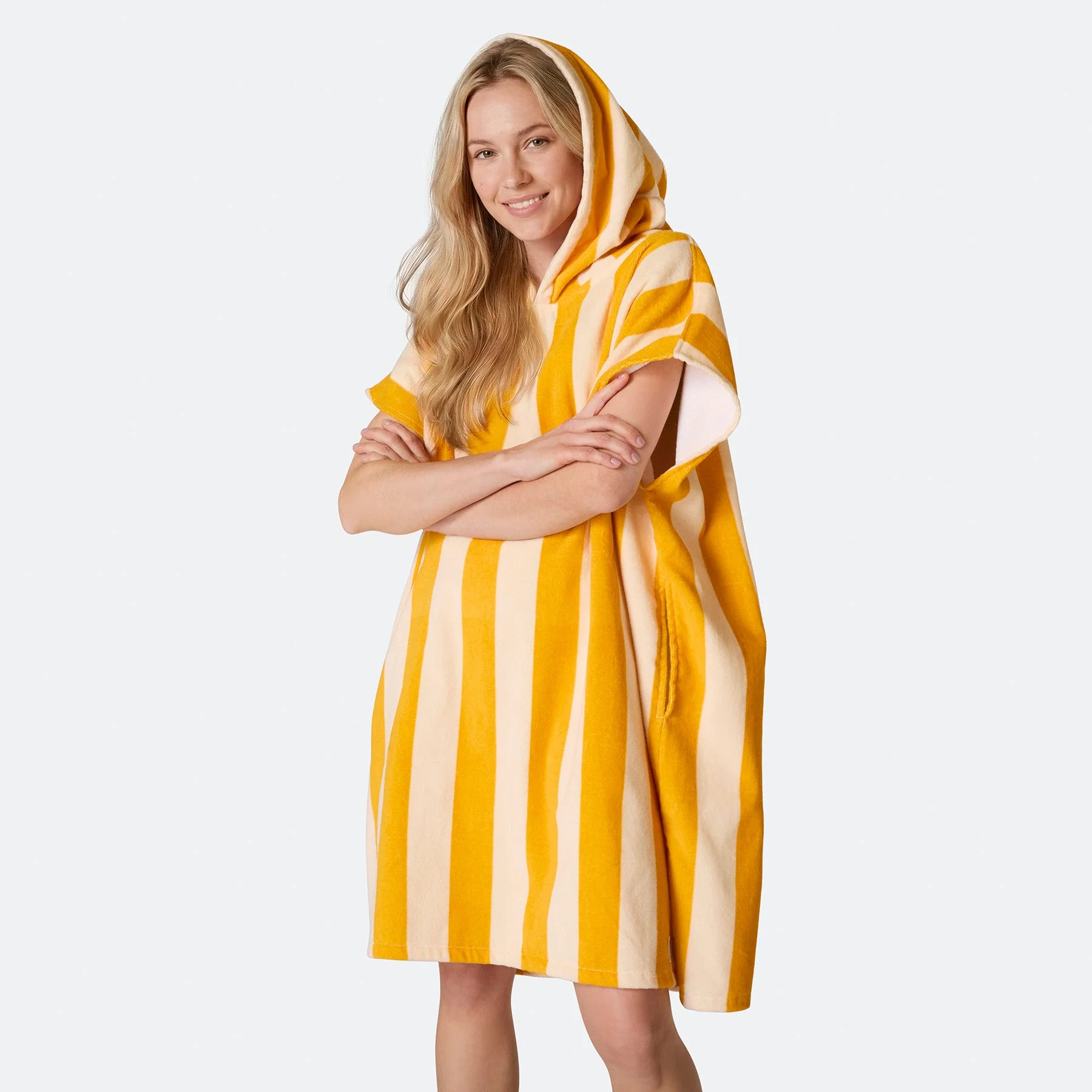 Striped Yellow Towel Poncho - Image 4