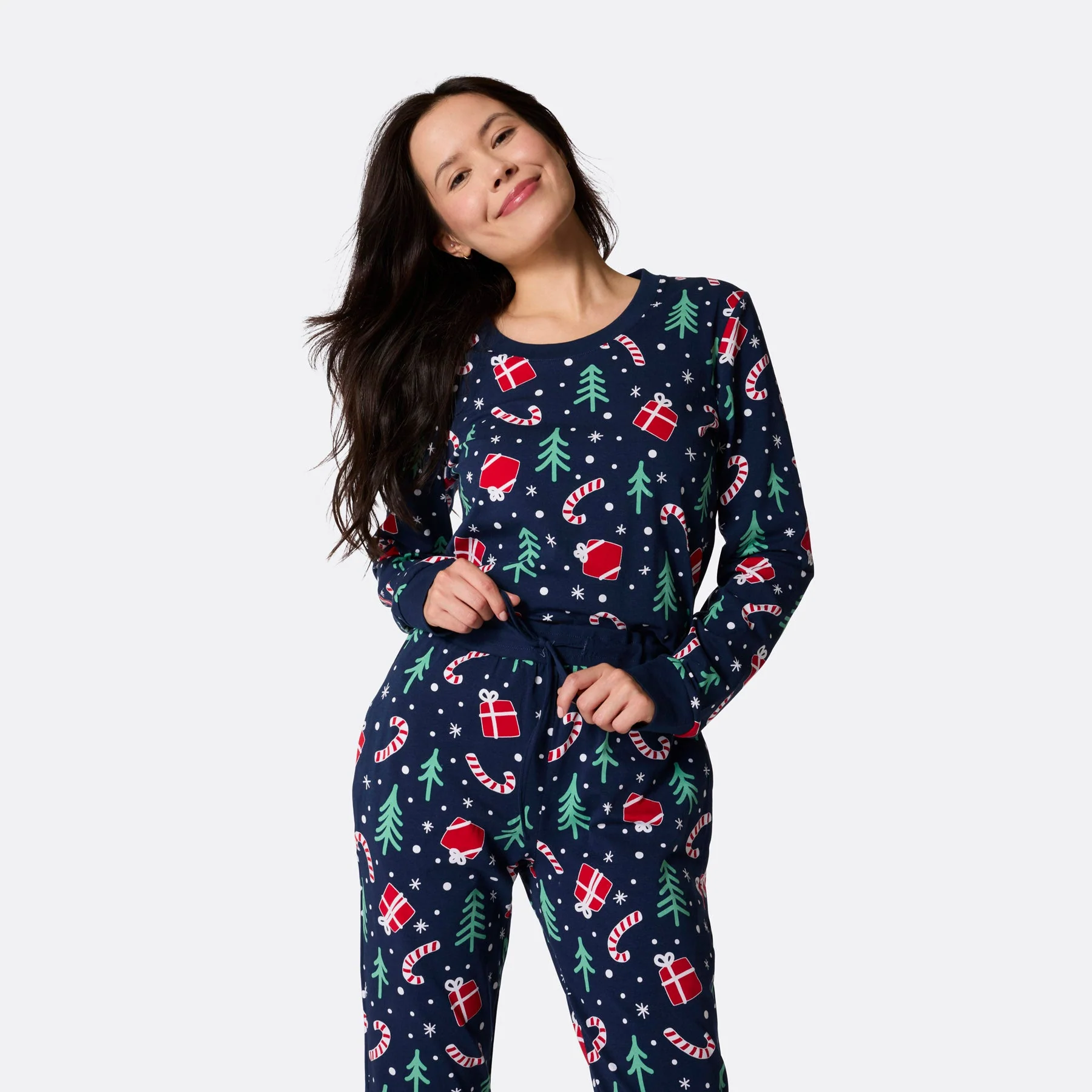 Women's Blue Christmas Pattern Christmas Pyjamas - Image 3