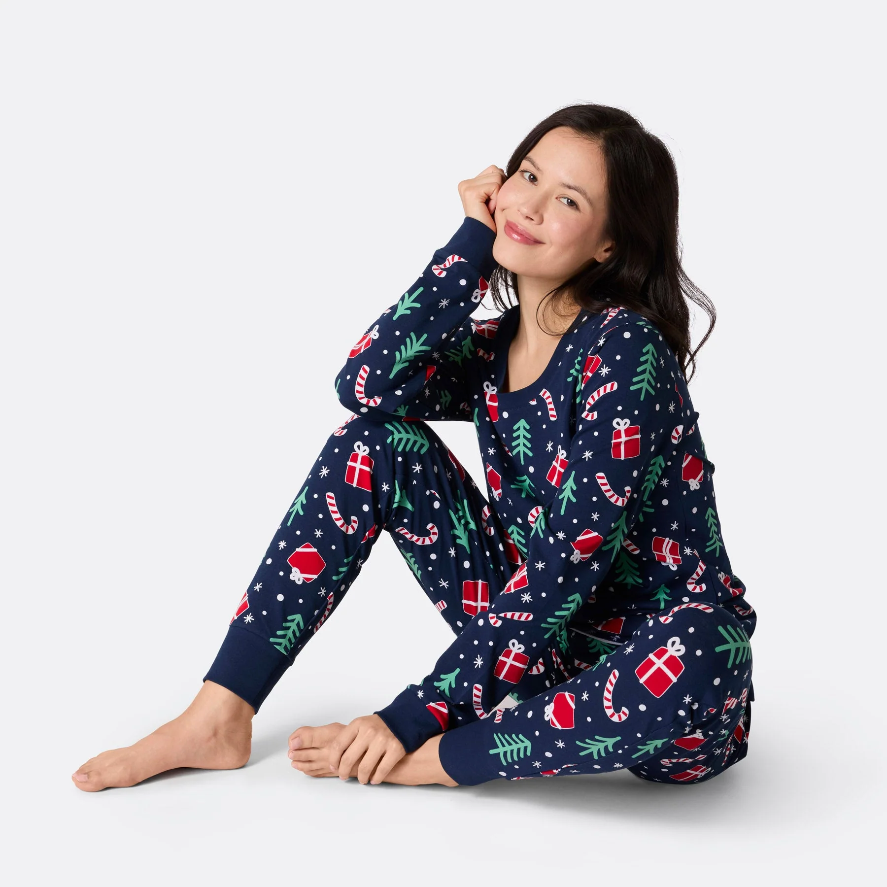 Women's Blue Christmas Pattern Christmas Pyjamas - Image 4