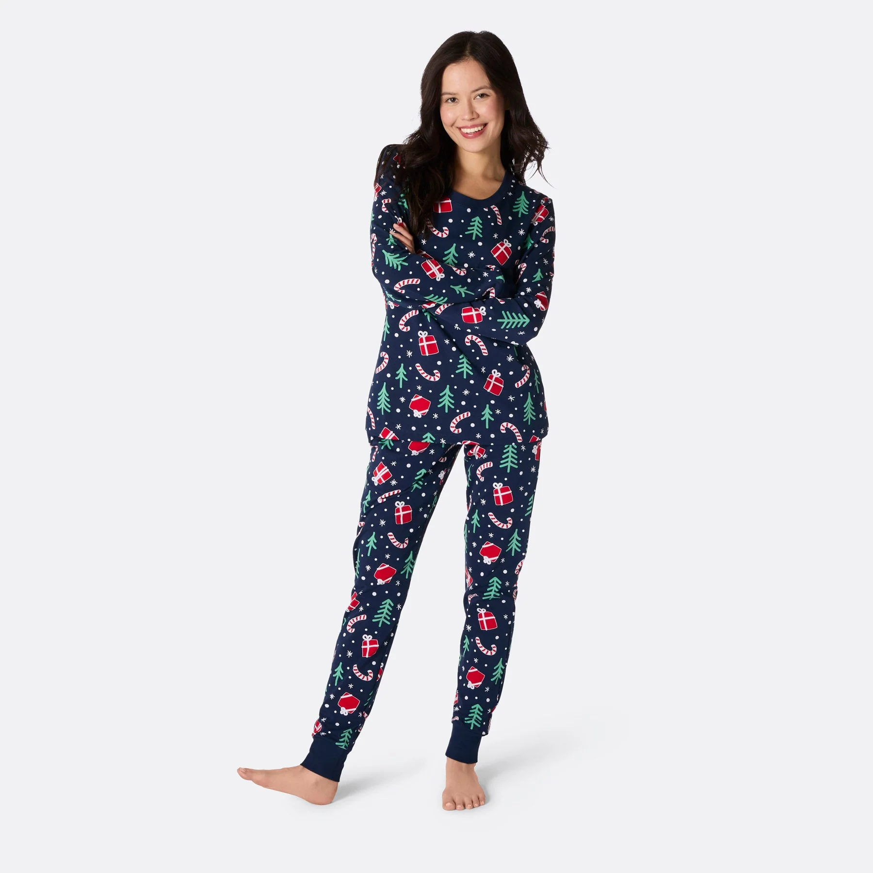 Women's Blue Christmas Pattern Christmas Pyjamas - Image 5
