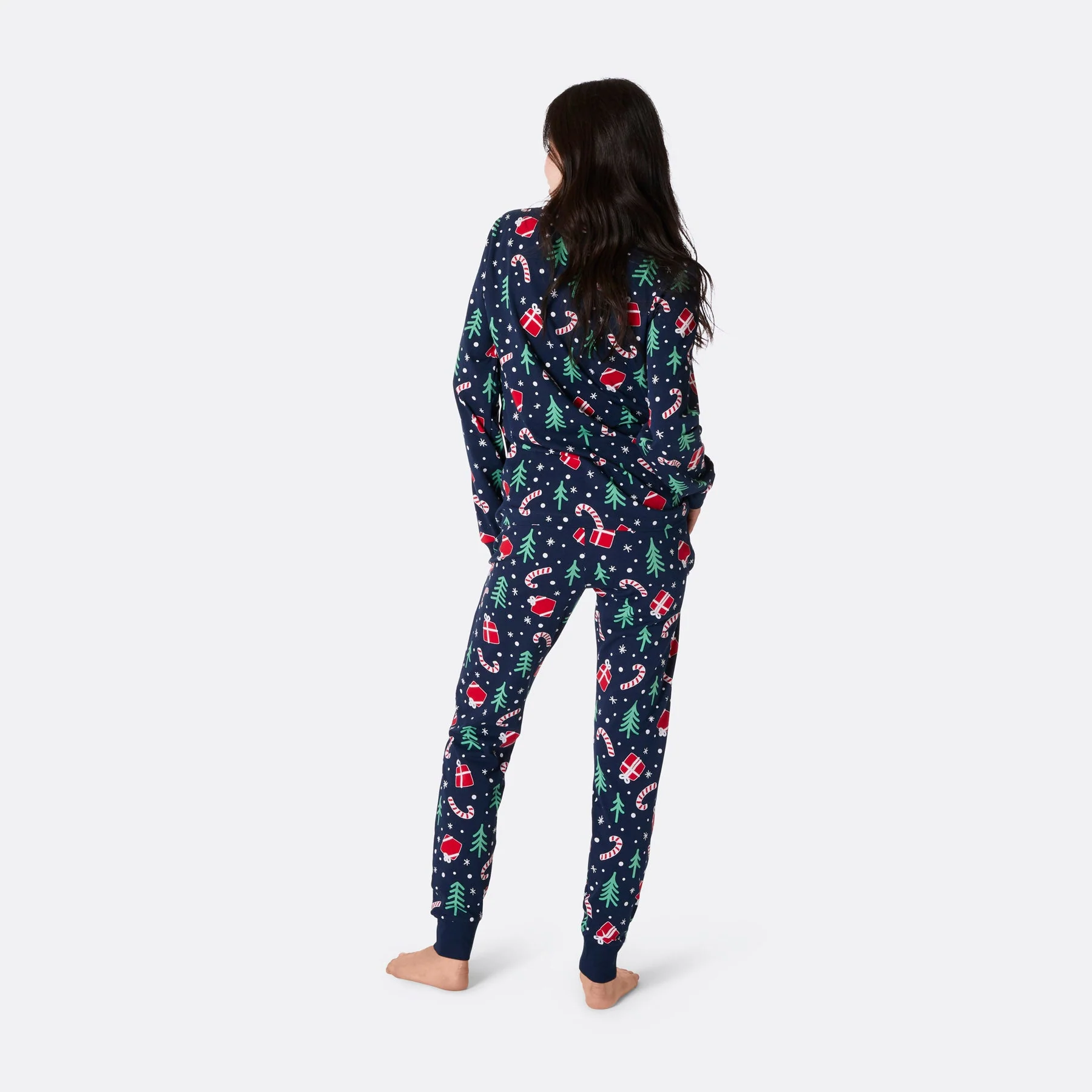 Women's Blue Christmas Pattern Christmas Pyjamas - Image 6