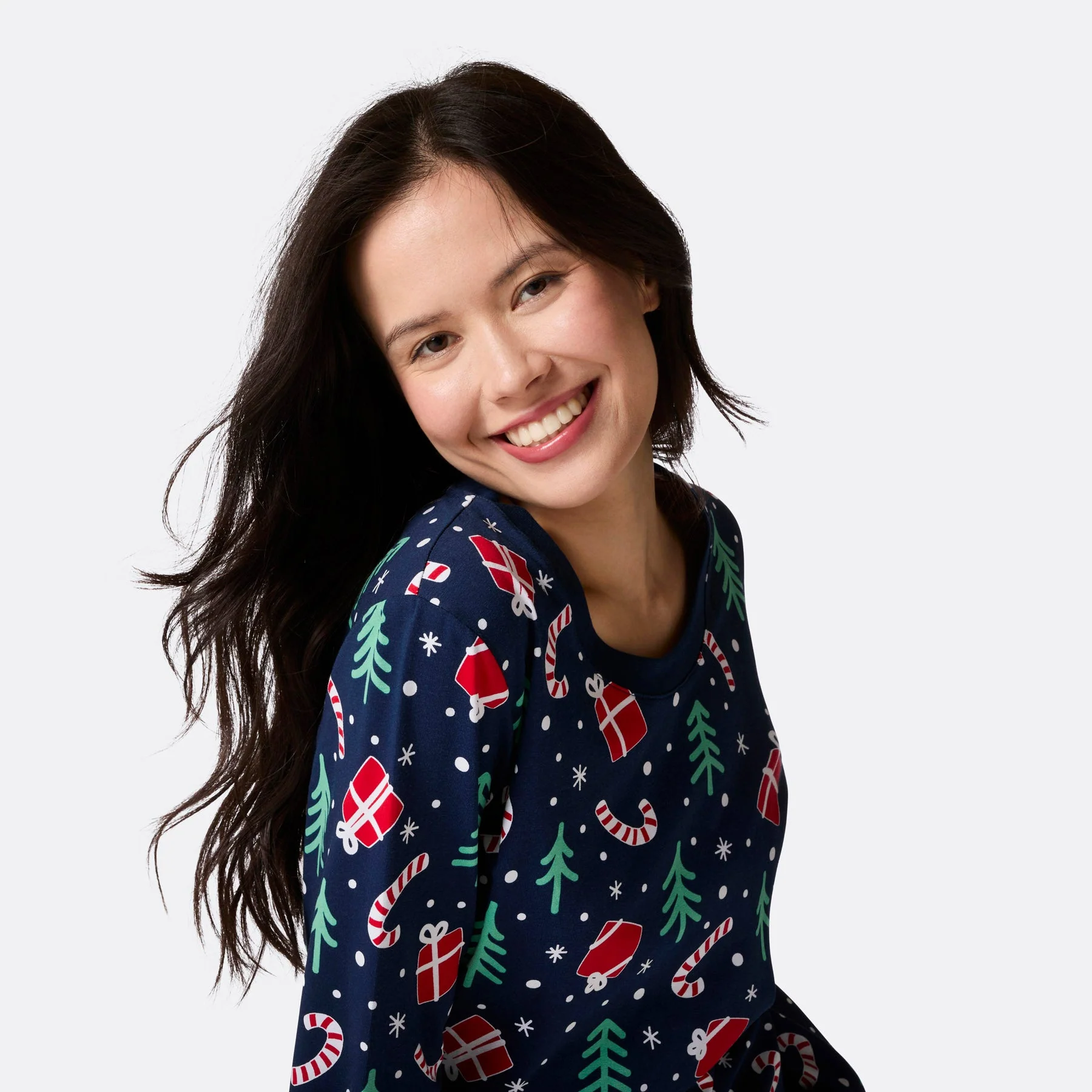 Women's Blue Christmas Pattern Christmas Pyjamas - Image 7