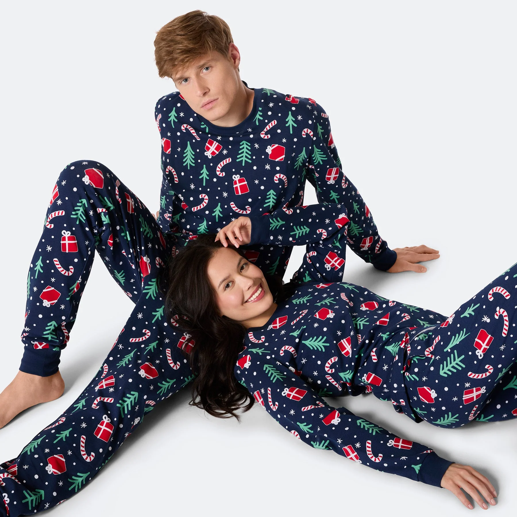 Women's Blue Christmas Pattern Christmas Pyjamas - Image 8