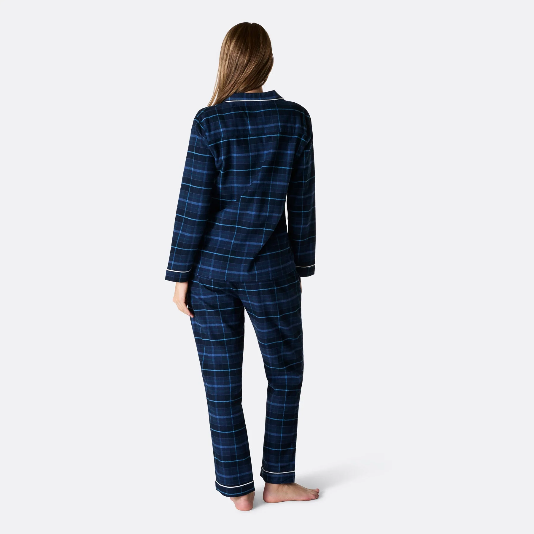 Women's Blue Flannel Christmas Pyjamas - Image 4