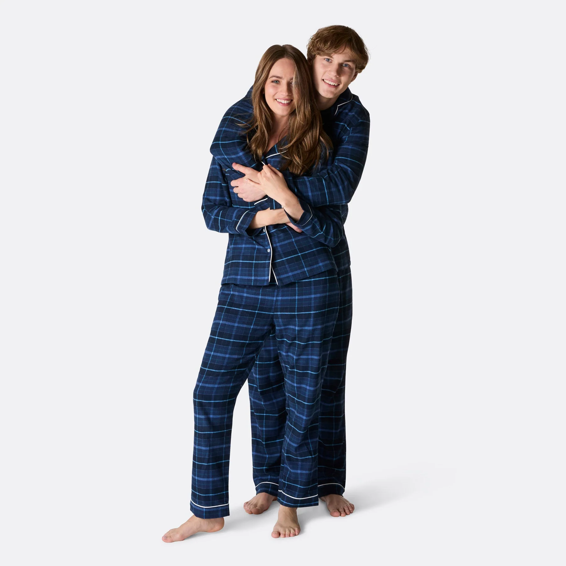Women's Blue Flannel Christmas Pyjamas - Image 5