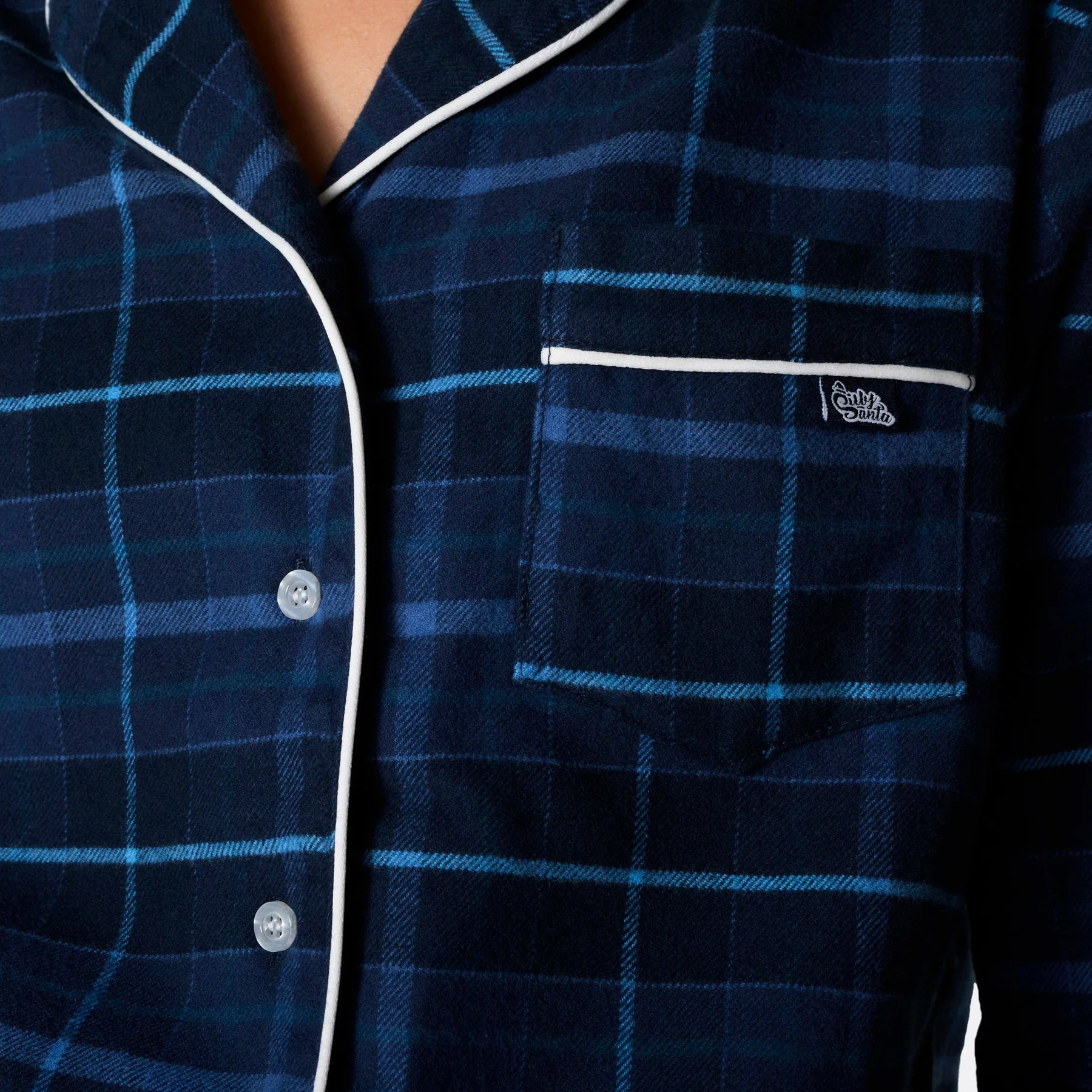 Women's Blue Flannel Christmas Pyjamas - Image 7