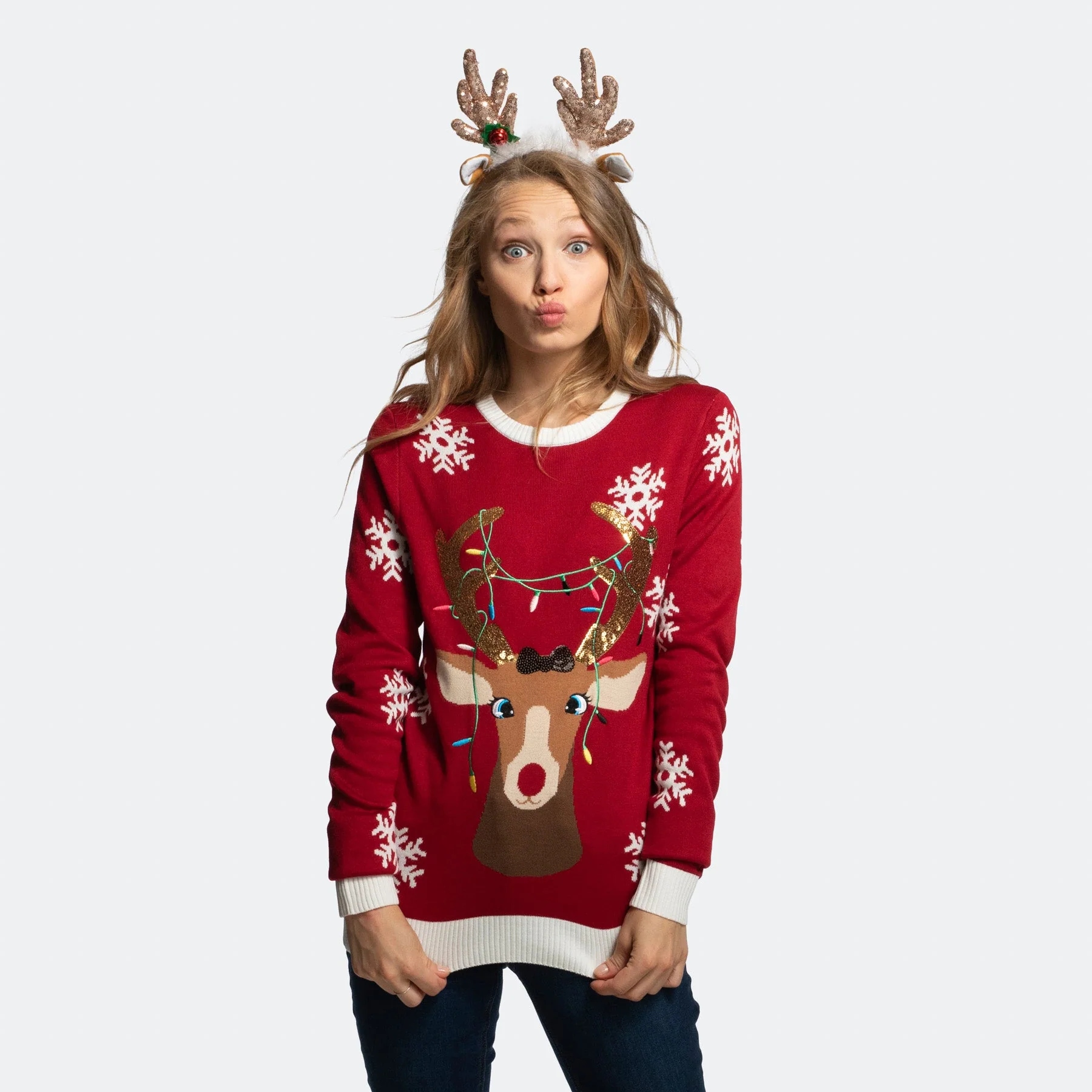 Women's Cute Reindeer Christmas Sweater - Image 2