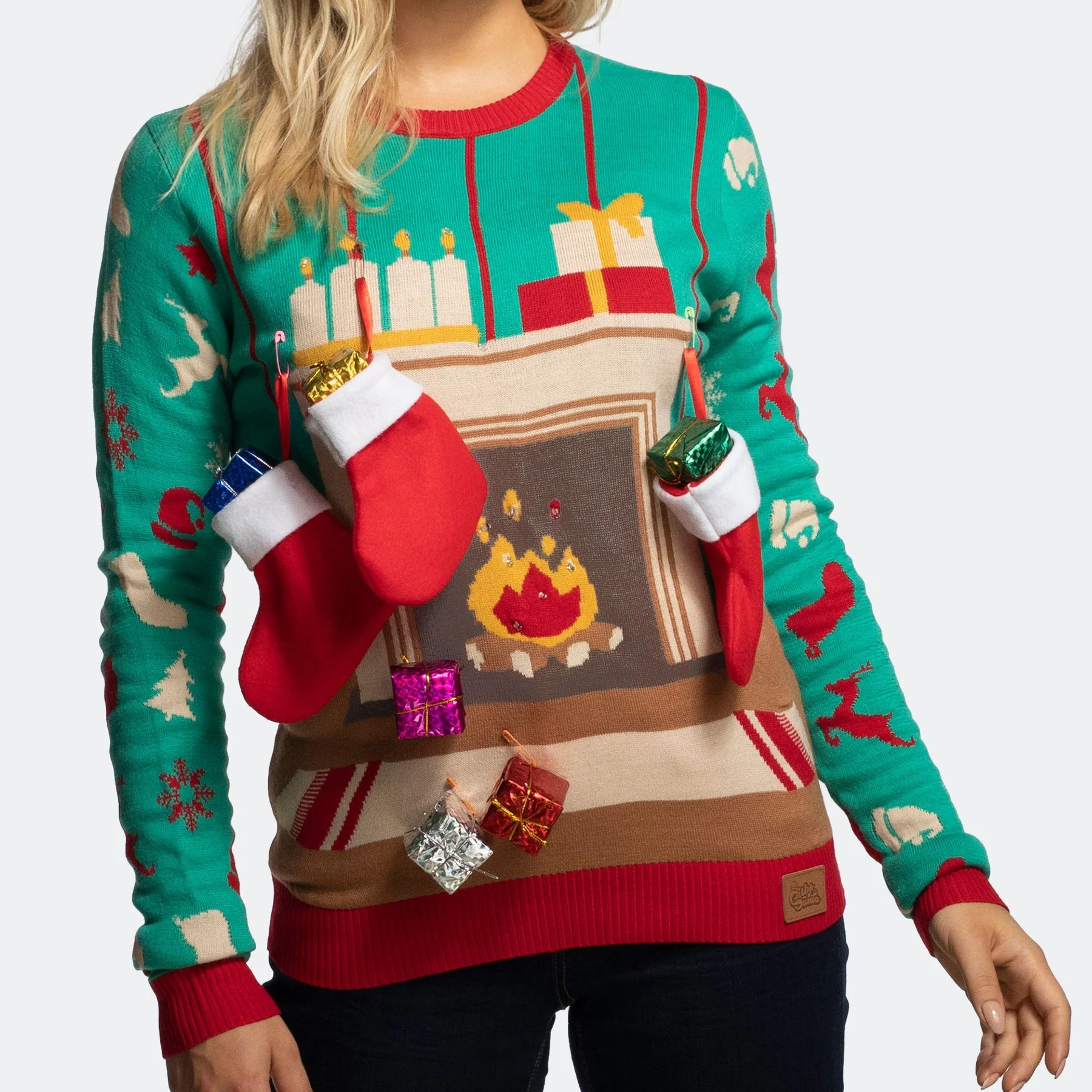 Women's Fireplace Christmas Sweater - Image 6