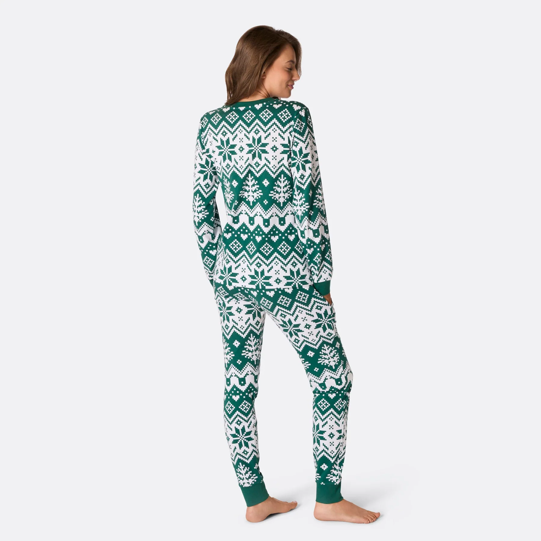 Women's Green Christmas Knit Christmas Pyjamas - Image 4