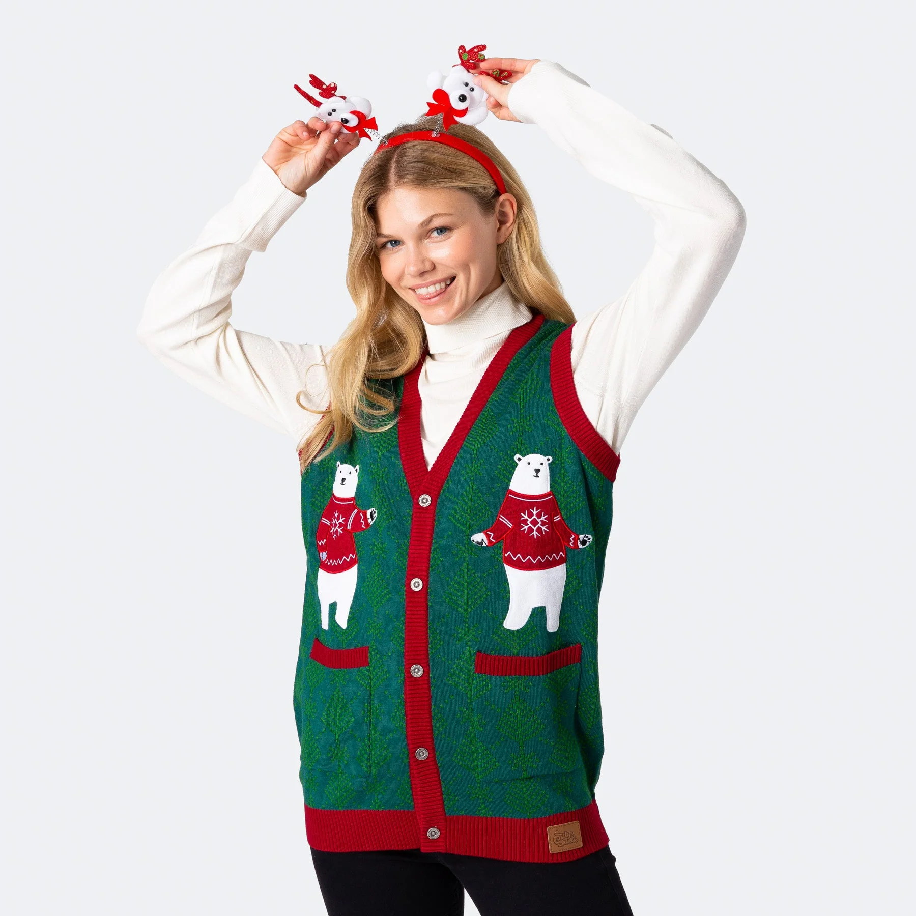 Women's Polar Bear Christmas Waistcoat - Image 2