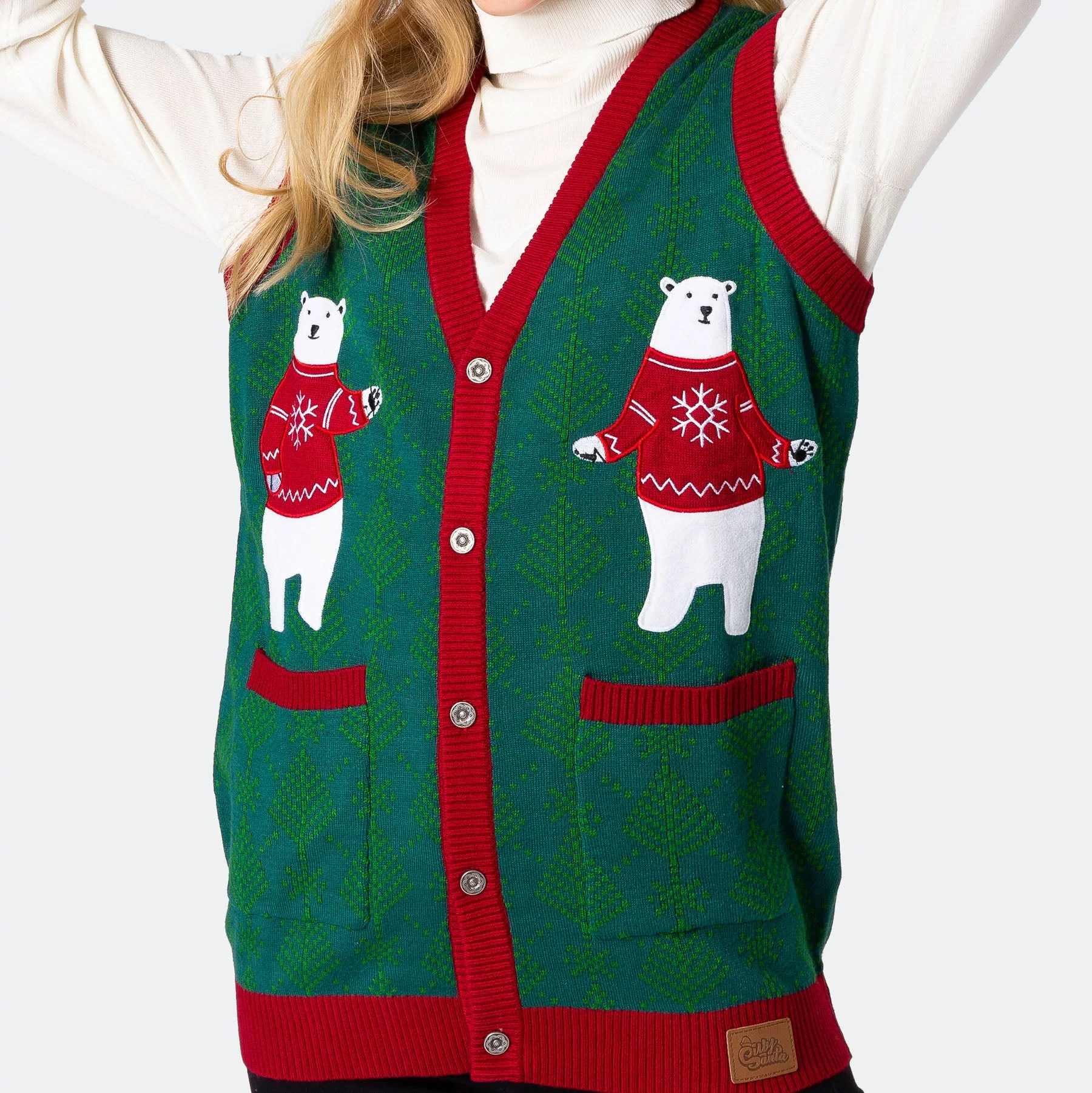 Women's Polar Bear Christmas Waistcoat - Image 6
