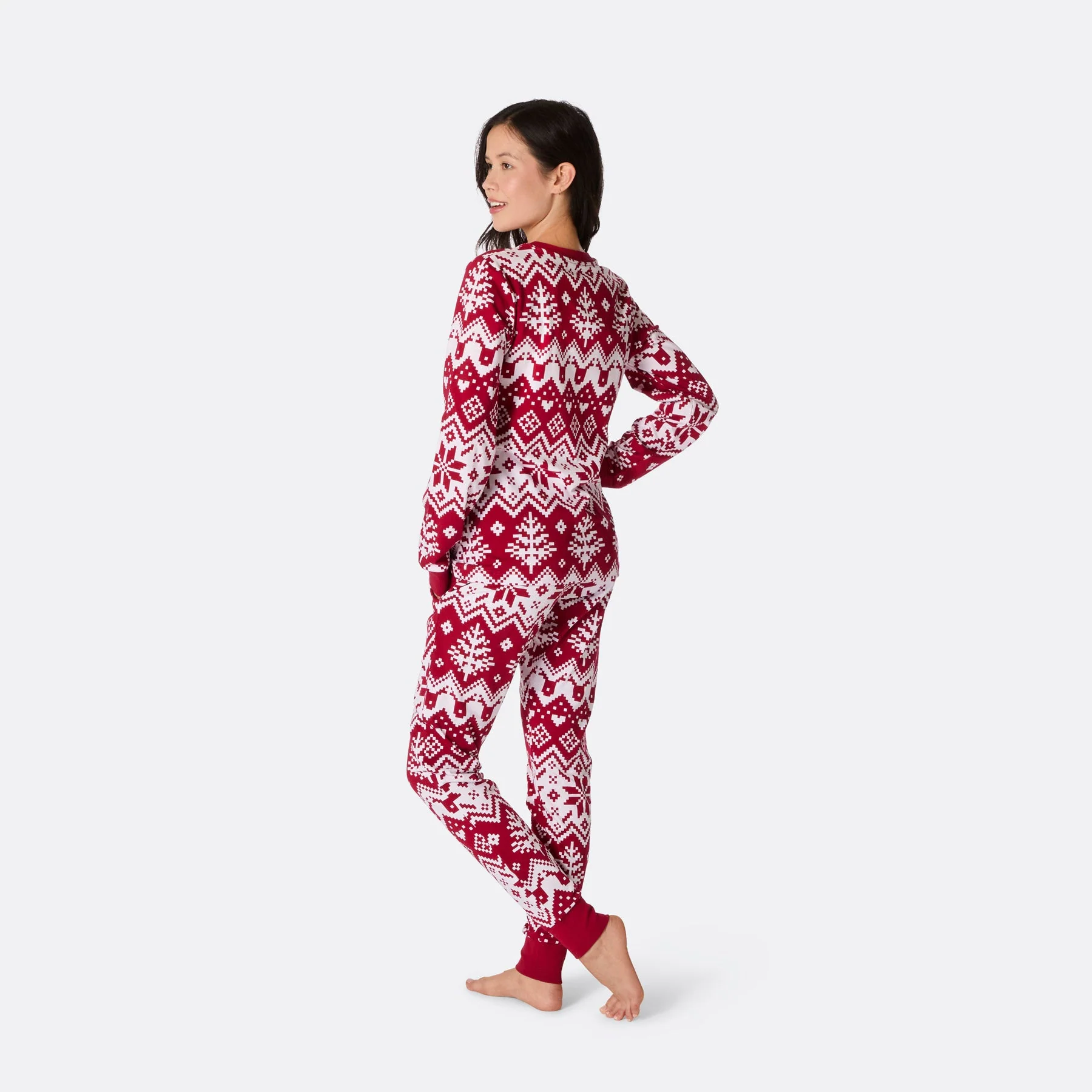 Women's Red Christmas Knit Christmas Pyjamas - Image 3