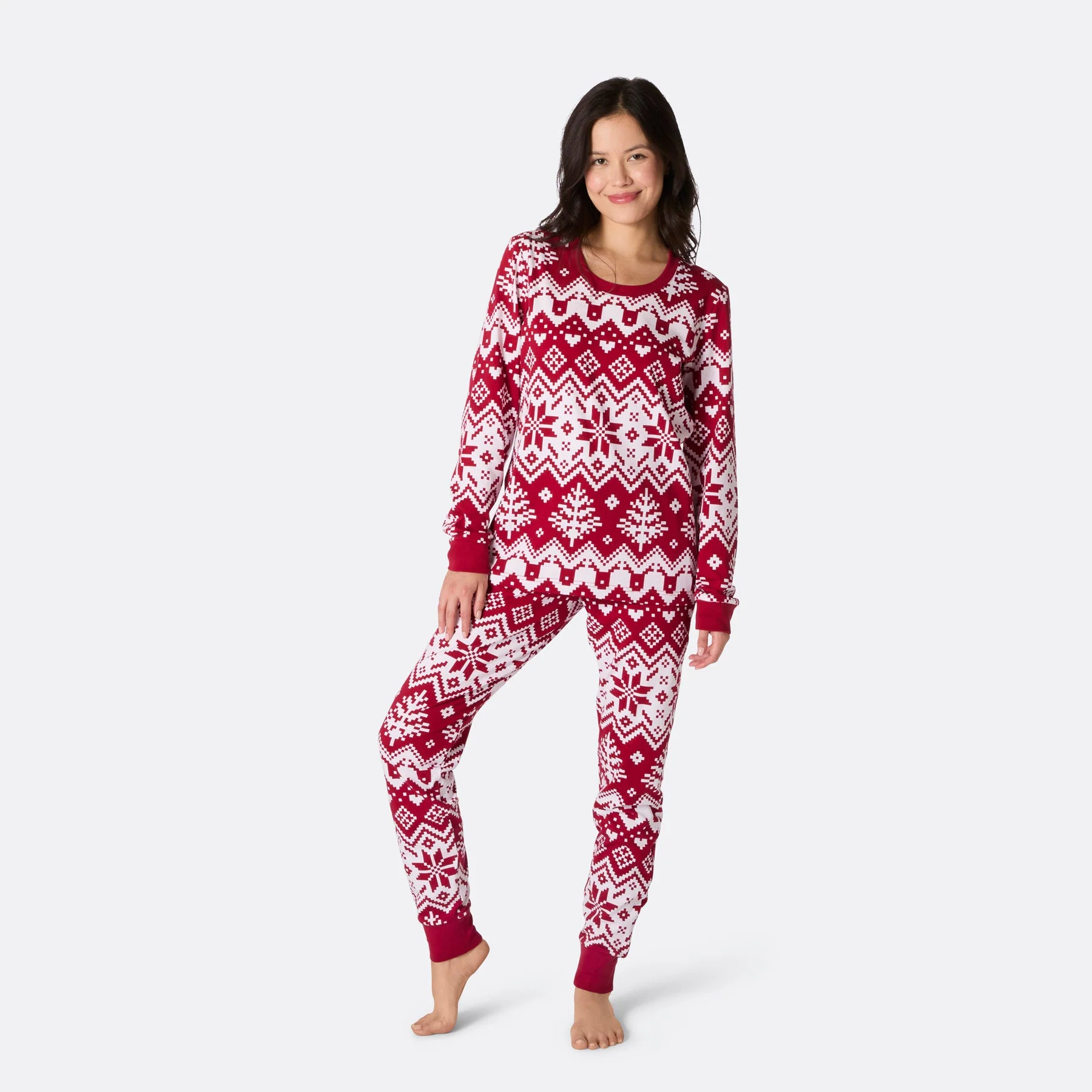 Women's Red Christmas Knit Christmas Pyjamas - Image 4