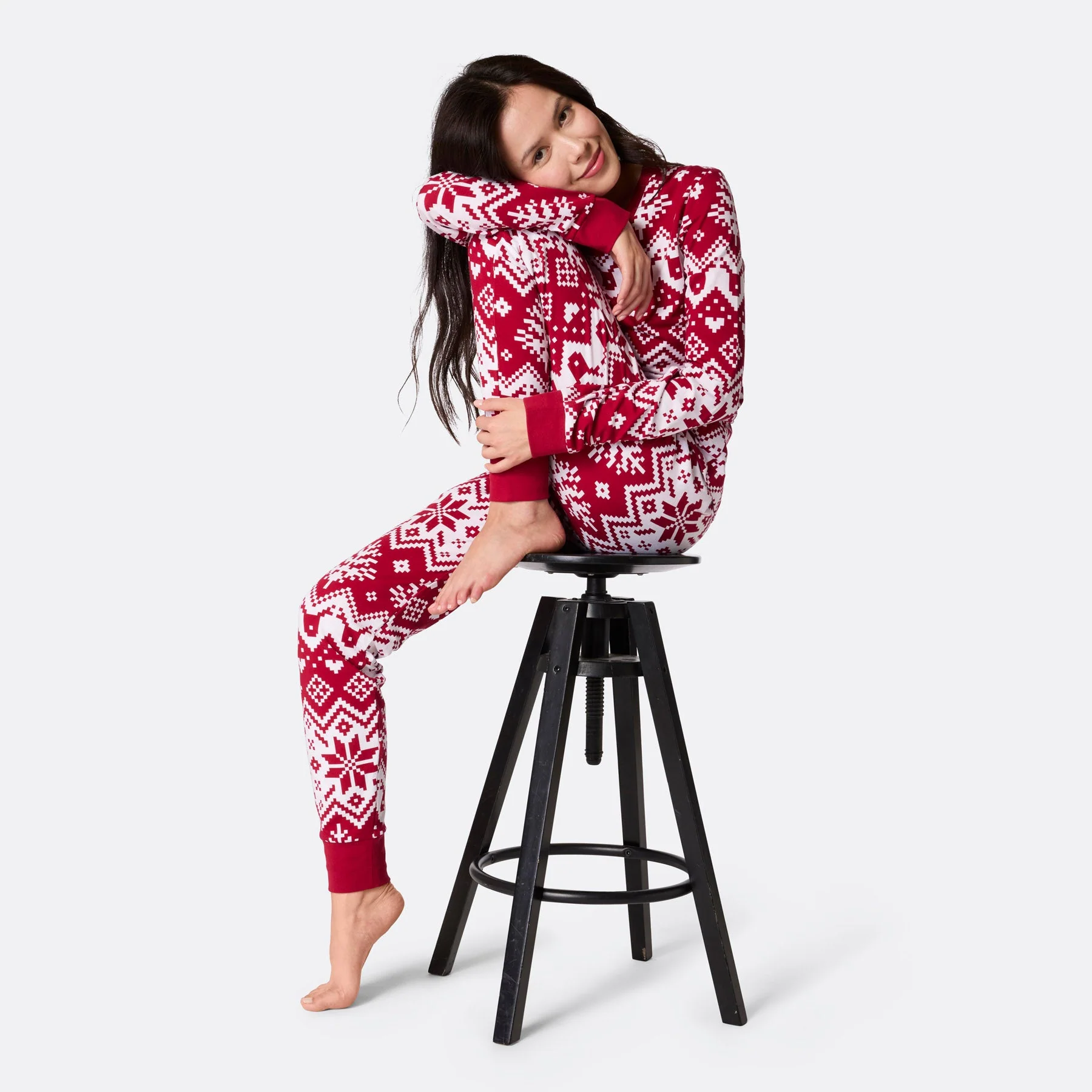 Women's Red Christmas Knit Christmas Pyjamas - Image 5