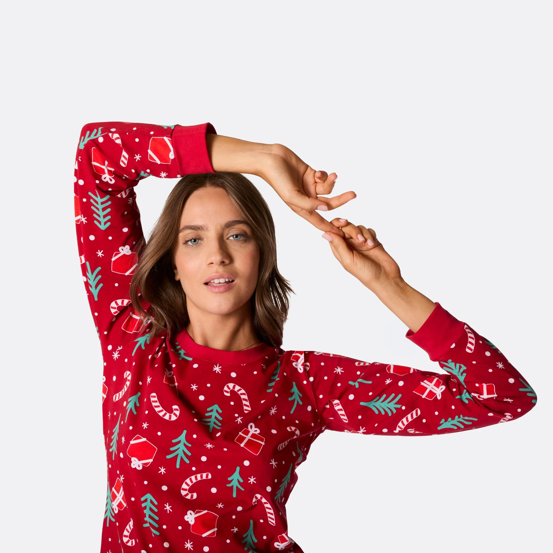 Women's Red Christmas Pattern Christmas Pyjamas - Image 3