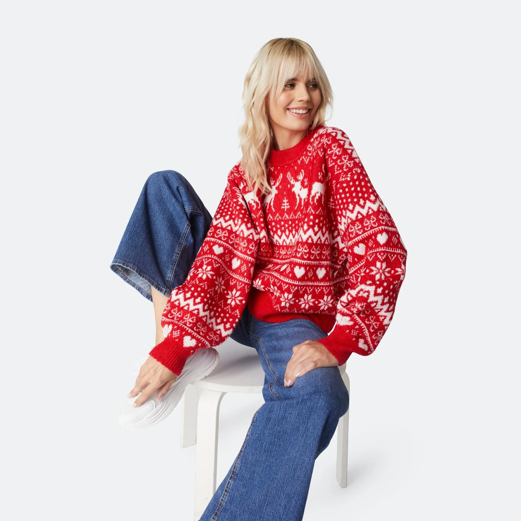 Women's Reindeer Oversized Christmas Sweater - Image 4