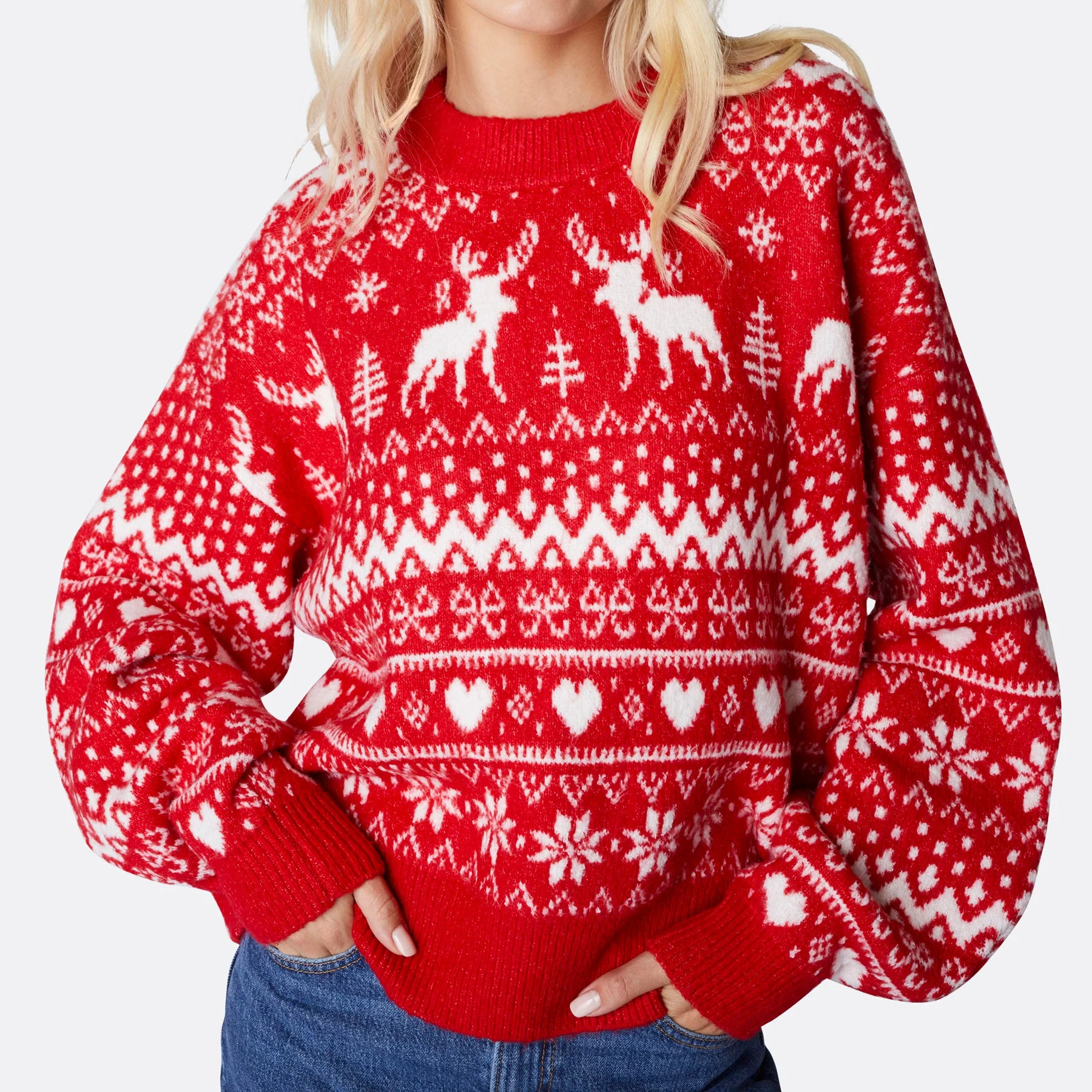 Women's Reindeer Oversized Christmas Sweater - Image 6