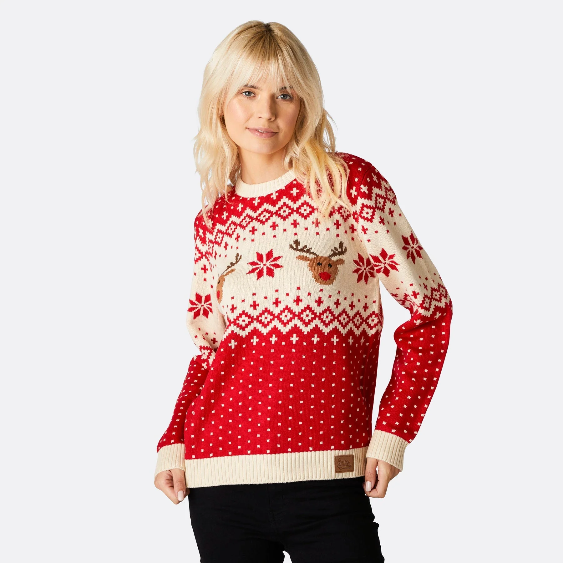 Women's Retro Reindeer Red Christmas Sweater - Image 3
