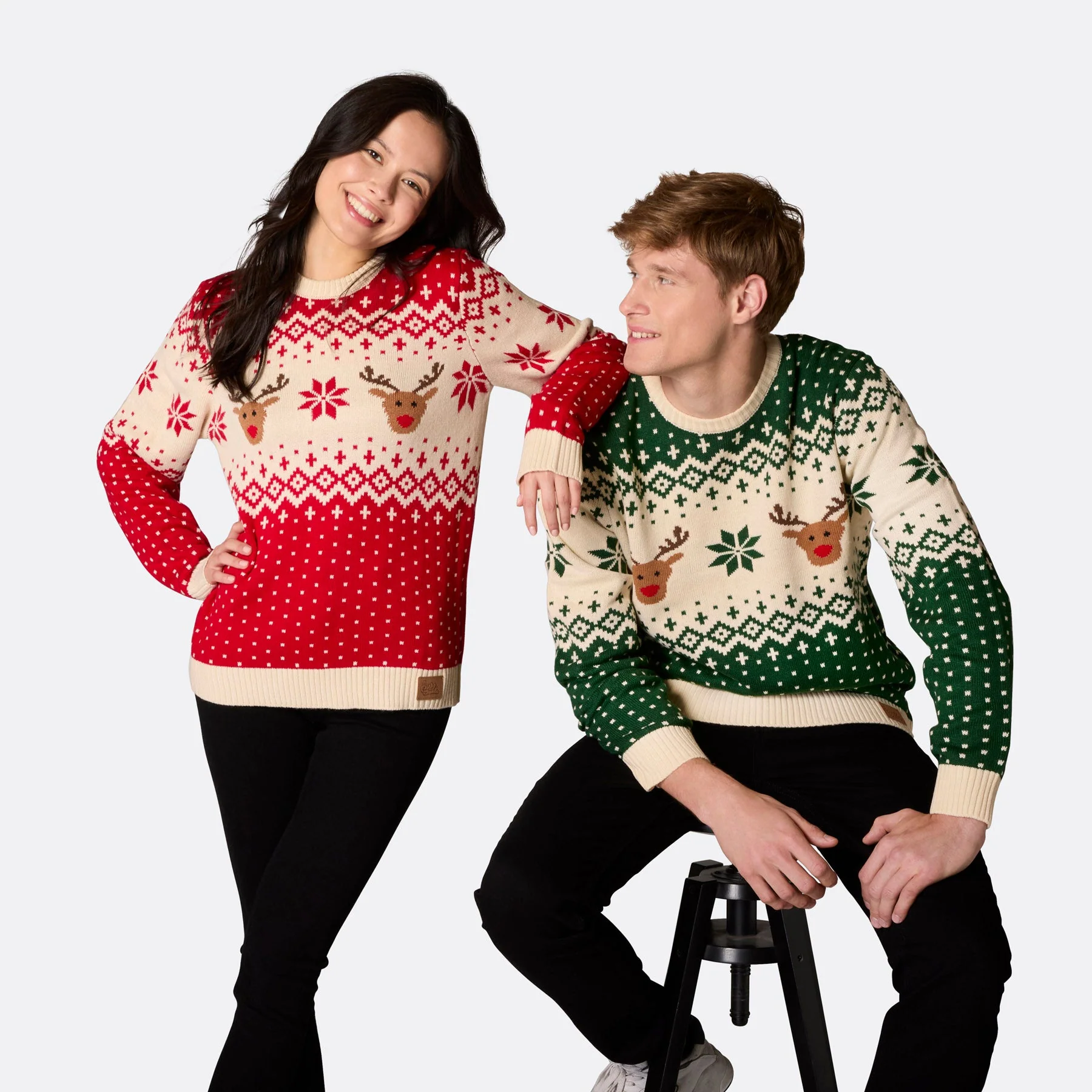 Women's Retro Reindeer Green Christmas Sweater - Image 9